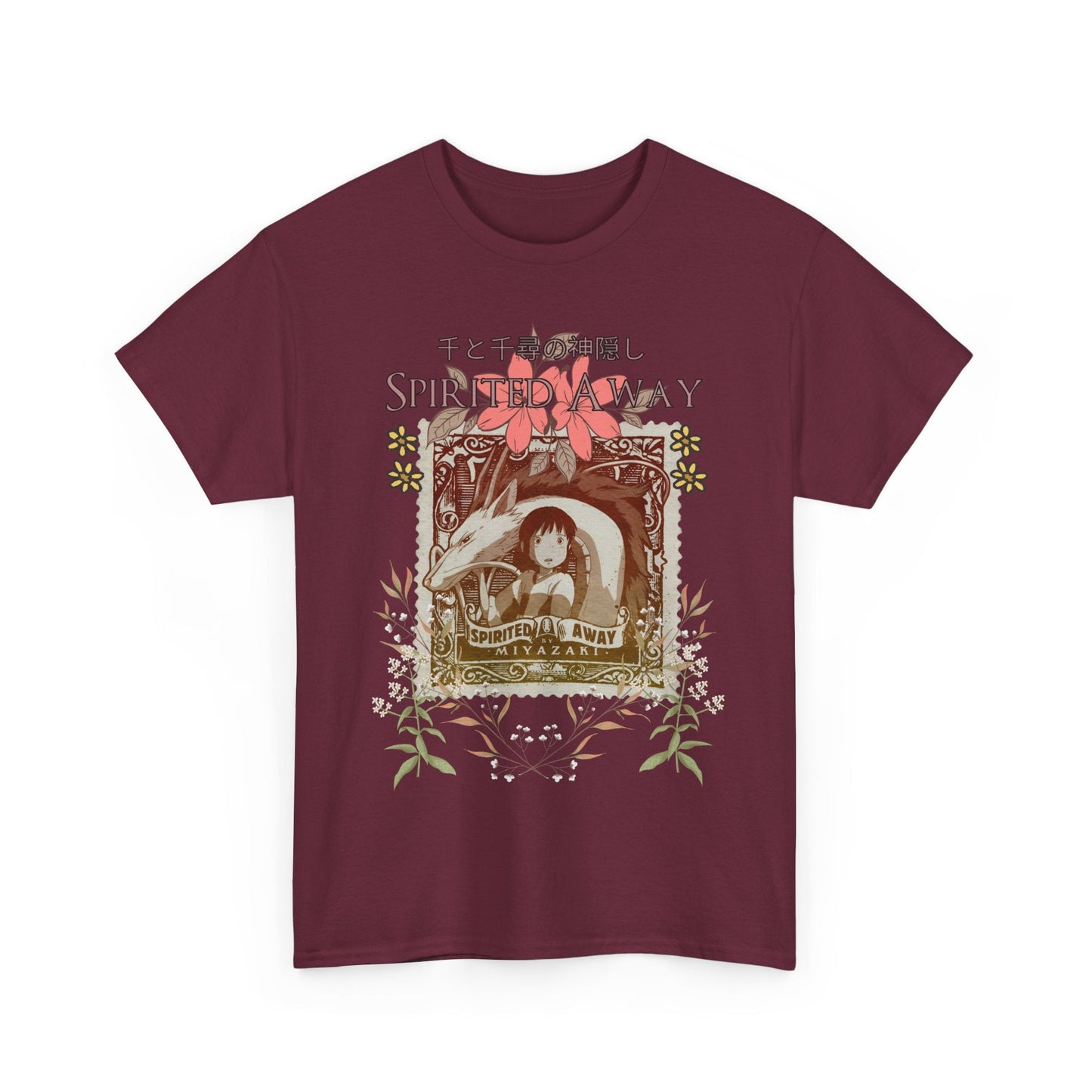 Spirited Away Philately T-Shirt – 100% Cotton Anime Stamp-Inspired Tee for Studio Ghibli Fans