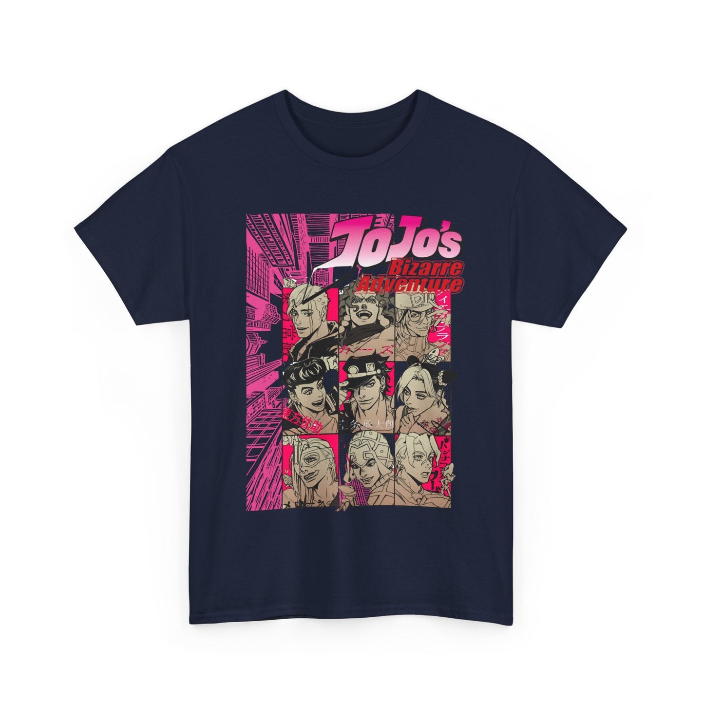 JoJo’s Bizarre Adventure T-Shirt – 100% Cotton Anime Tee Featuring Iconic Joestar Characters – Stylish Otaku Apparel