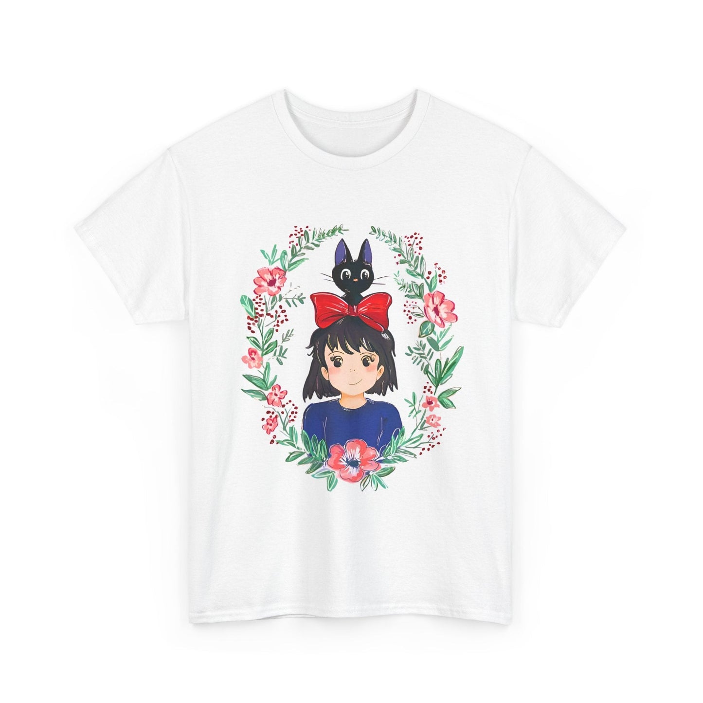 Kiki’s Delivery Service Flowers T-Shirt – 100% Cotton Studio Ghibli Inspired Tee for Anime Fans