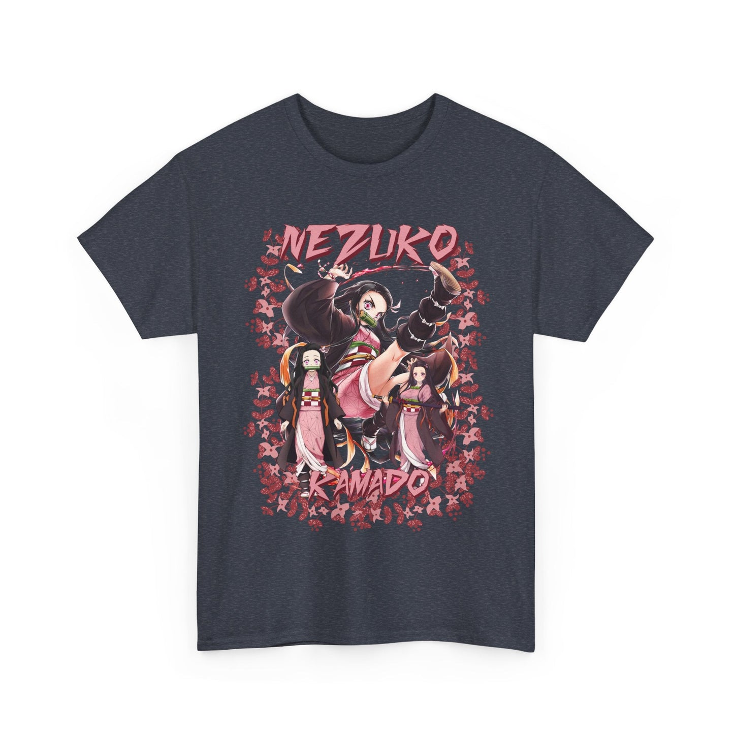 Nezuko Kamado Pink Flowers T-Shirt – 100% Cotton Demon Slayer Anime Tee