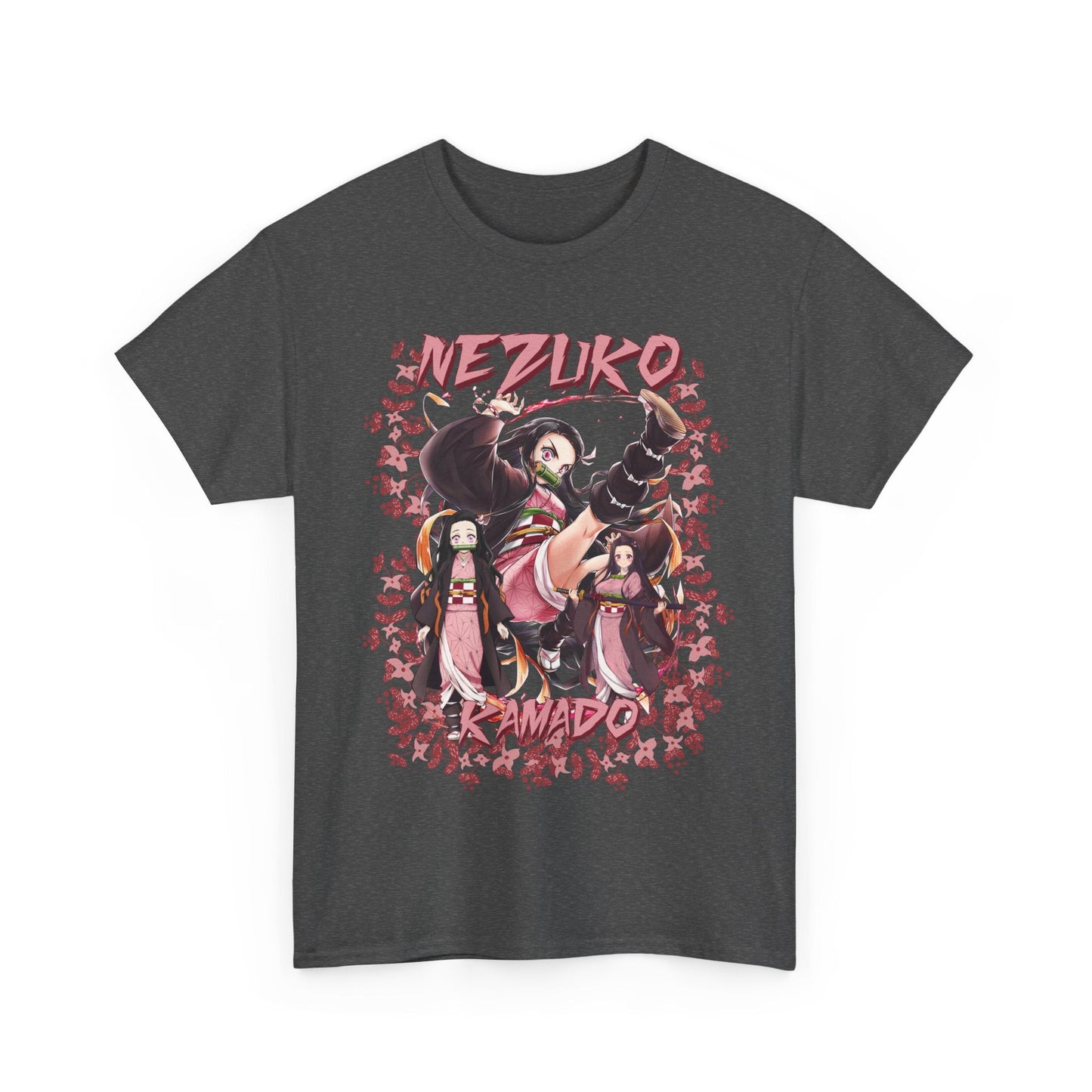 Nezuko Kamado Pink Flowers T-Shirt – 100% Cotton Demon Slayer Anime Tee