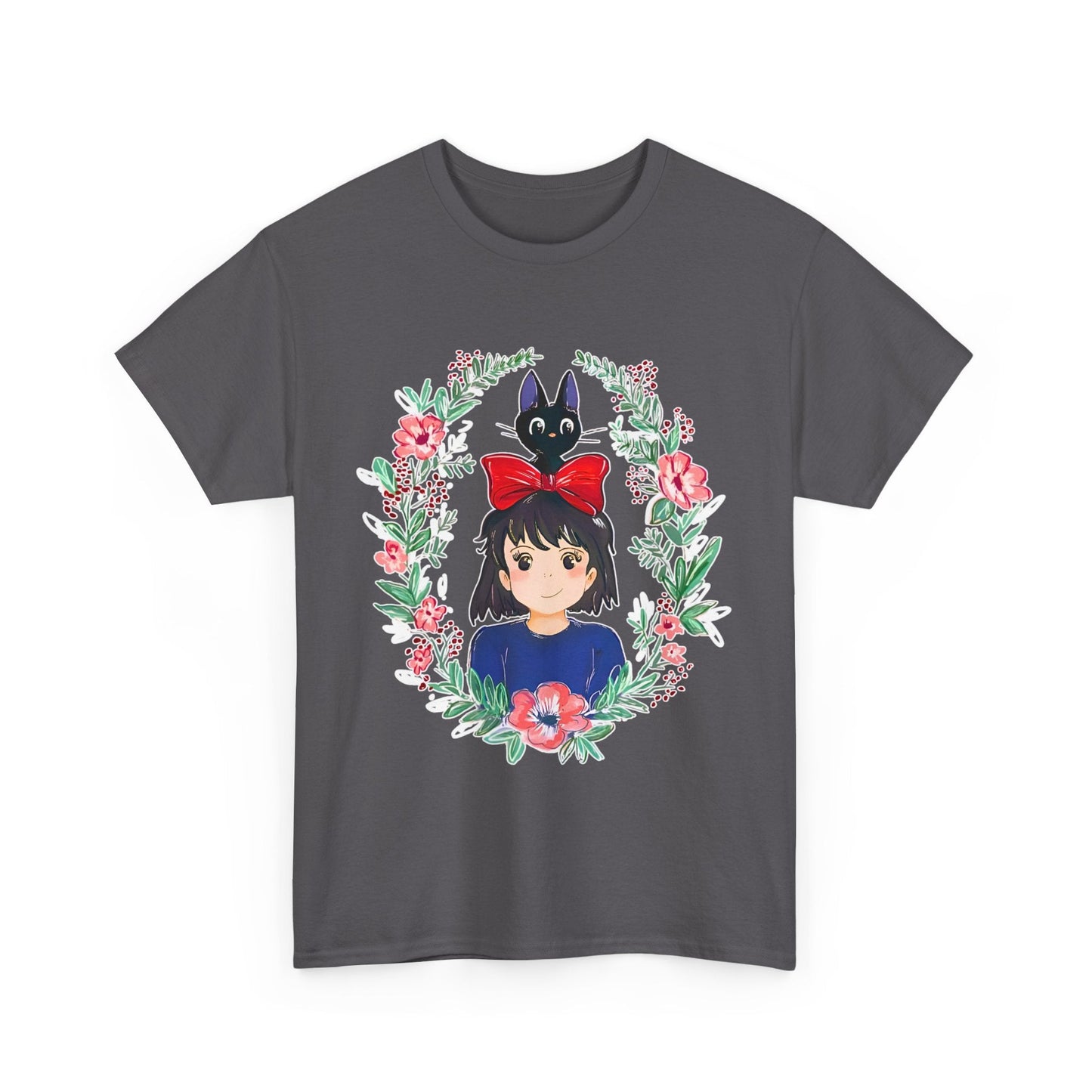 Kiki’s Delivery Service Flowers T-Shirt – 100% Cotton Studio Ghibli Inspired Tee for Anime Fans