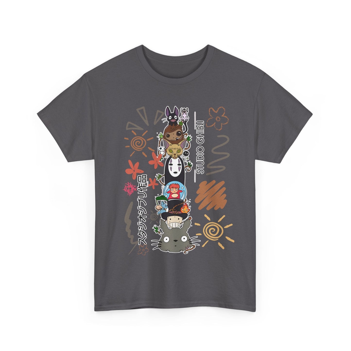 Studio Ghibli Characters Sketch T-Shirt – 100% Cotton Anime Tee Featuring Ghibli Icons