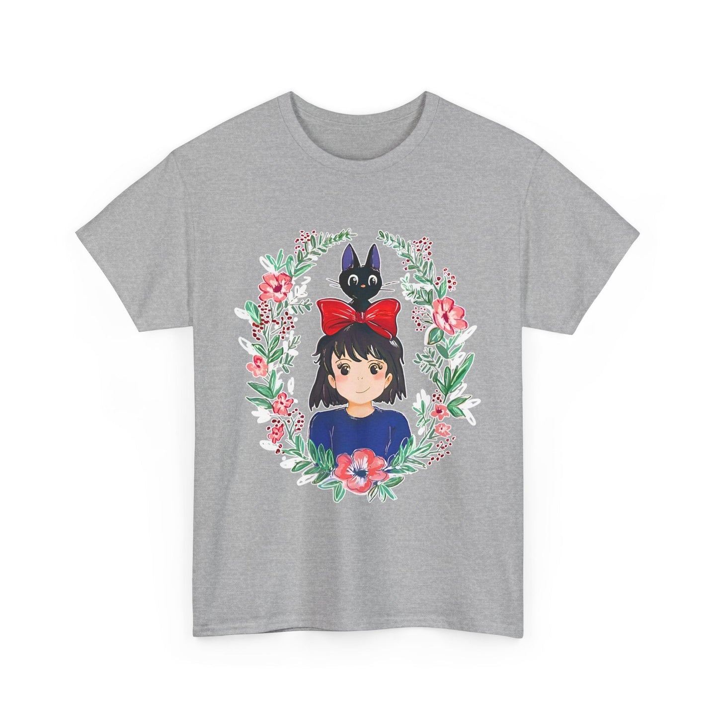 Kiki’s Delivery Service Flowers T-Shirt – 100% Cotton Studio Ghibli Inspired Tee for Anime Fans
