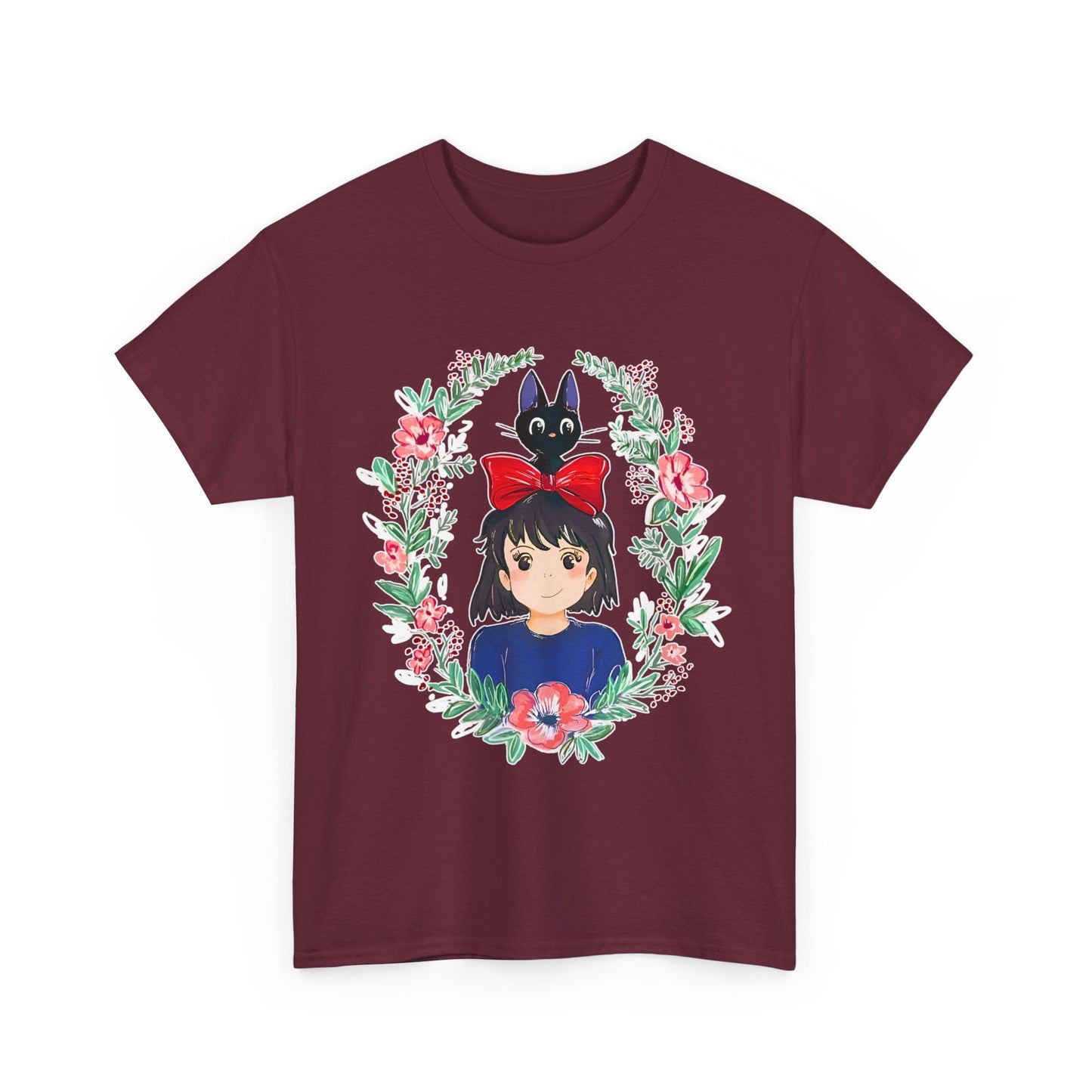 Kiki’s Delivery Service Flowers T-Shirt – 100% Cotton Studio Ghibli Inspired Tee for Anime Fans