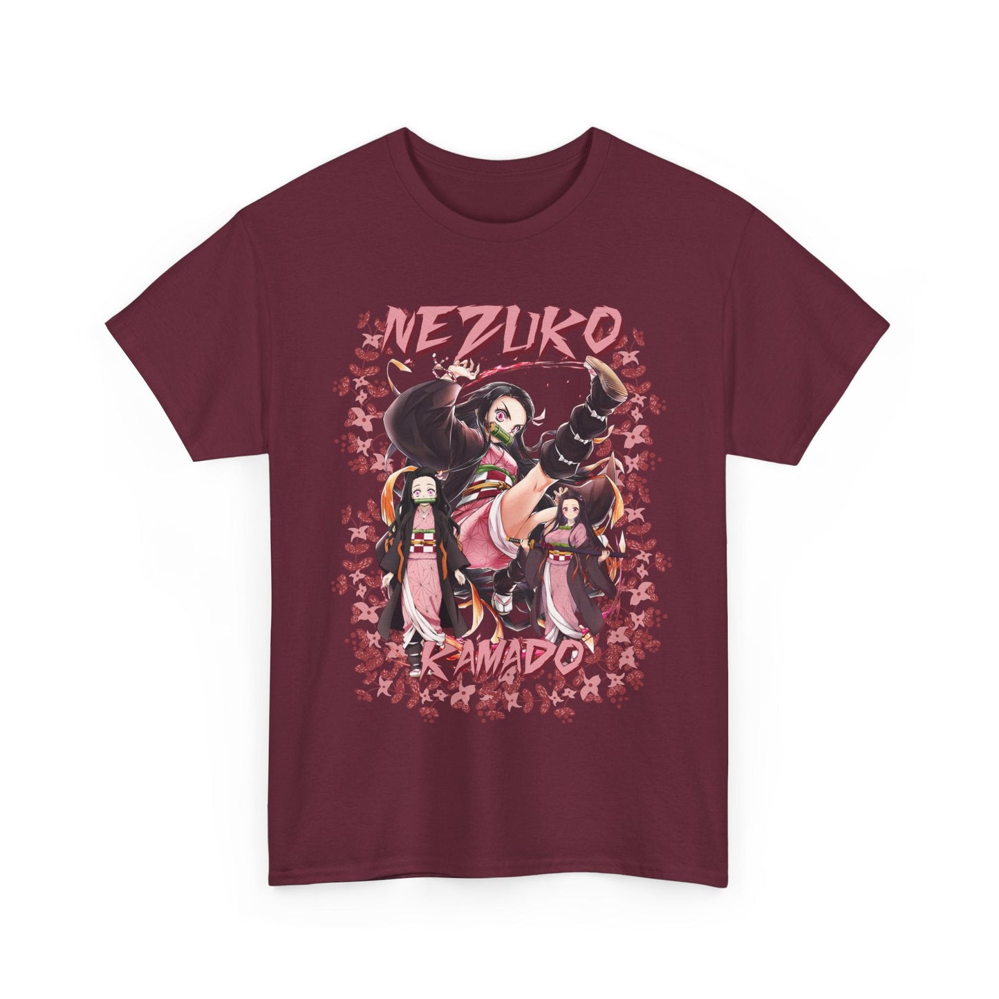 Nezuko Kamado Pink Flowers T-Shirt – 100% Cotton Demon Slayer Anime Tee