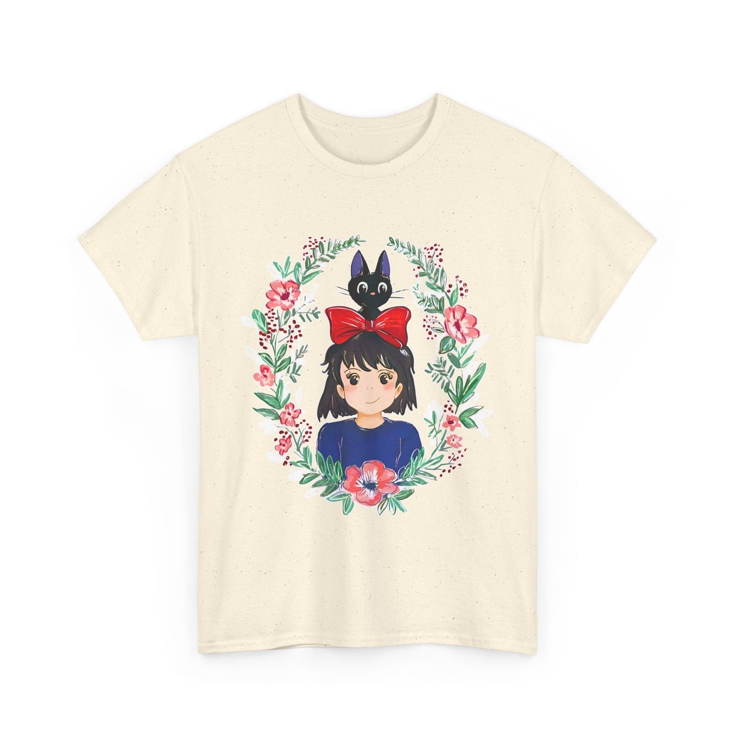 Kiki’s Delivery Service Flowers T-Shirt – 100% Cotton Studio Ghibli Inspired Tee for Anime Fans