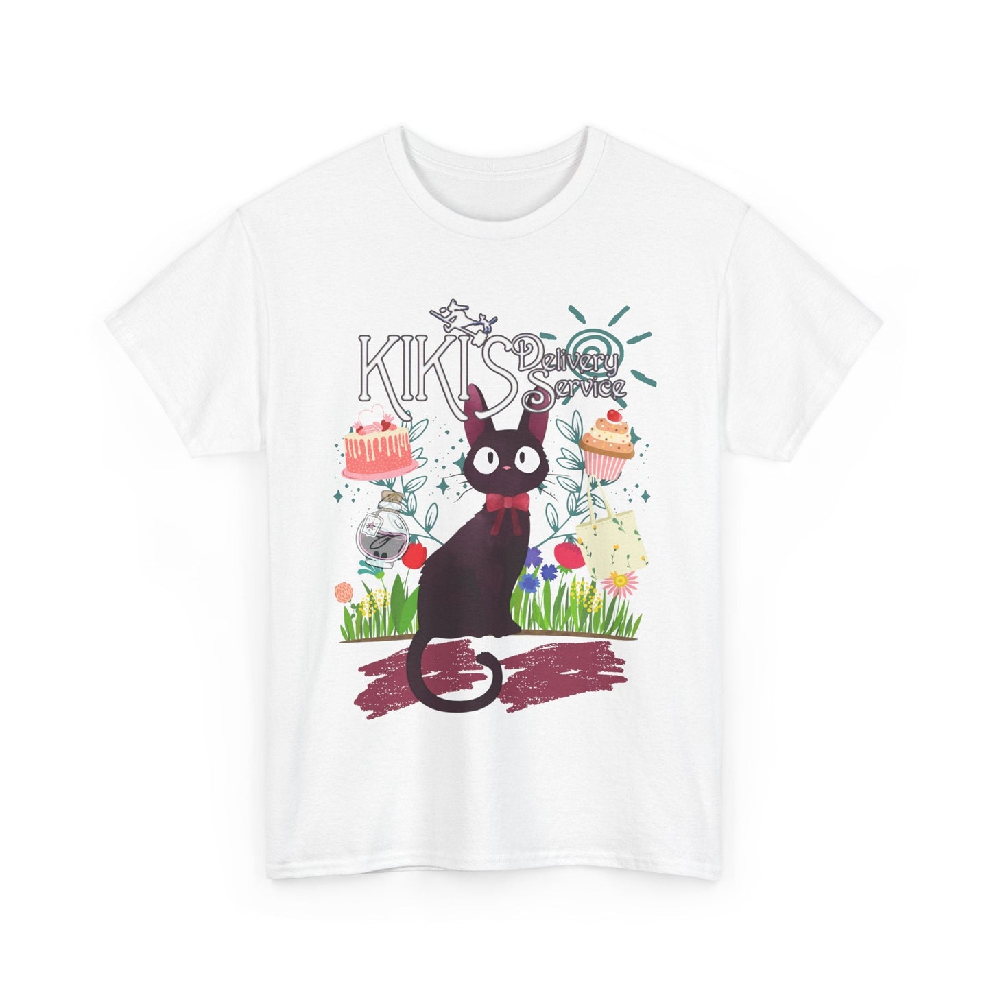 Jiji Collage Studio Ghibli T-Shirt – 100% Cotton Anime Tee Featuring Kiki’s Delivery Service Cat