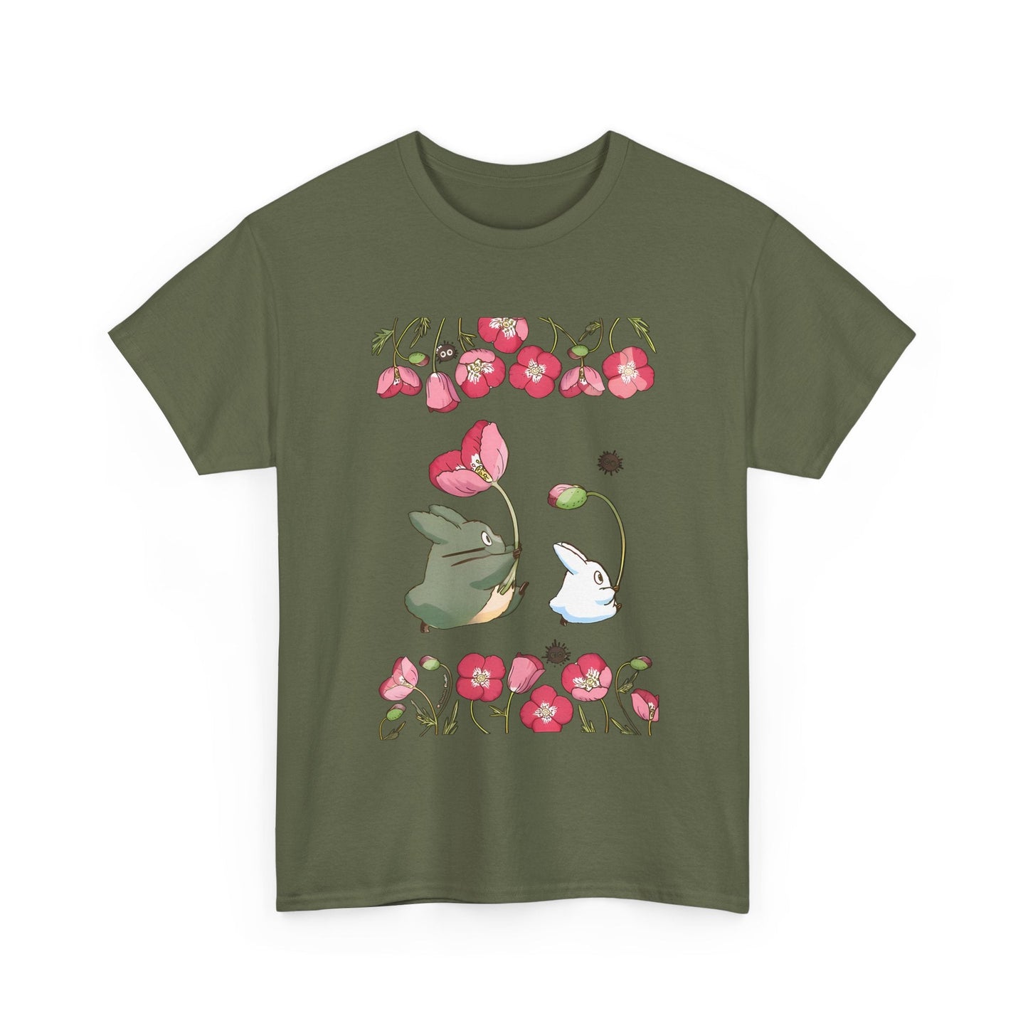 Totoro Cute Flowers T-Shirt – 100% Cotton Studio Ghibli Anime Shirt