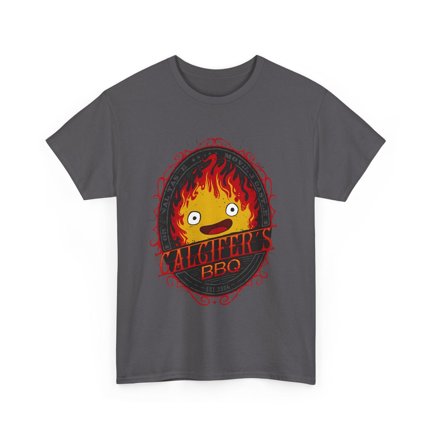 Calcifer BBQ Demon Flame T-Shirt – 100% Cotton Howl’s Moving Castle Anime Tee
