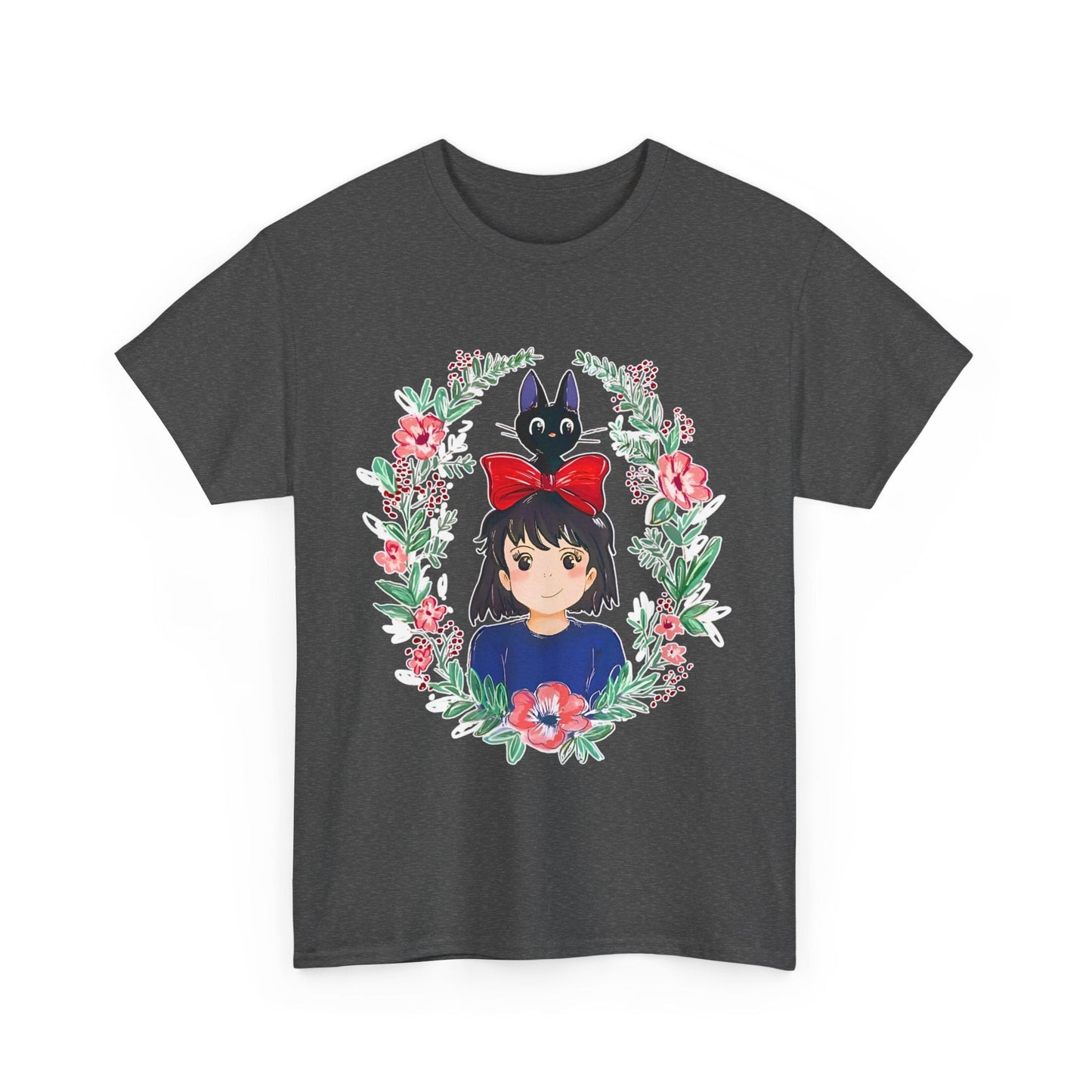 Kiki’s Delivery Service Flowers T-Shirt – 100% Cotton Studio Ghibli Inspired Tee for Anime Fans