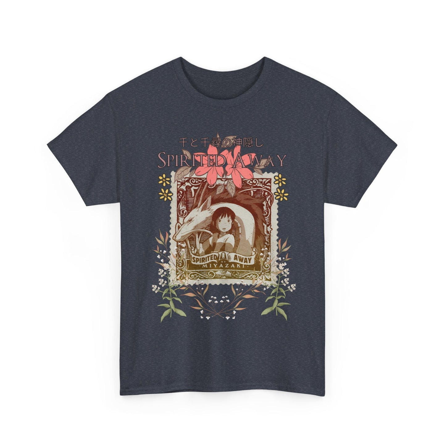 Spirited Away Philately T-Shirt – 100% Cotton Anime Stamp-Inspired Tee for Studio Ghibli Fans