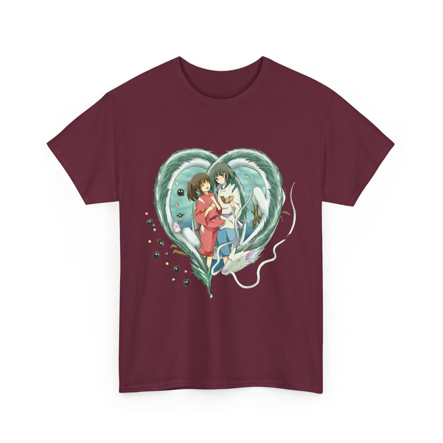 Chihiro and Haku Love T-Shirt – 100% Cotton Spirited Away Anime Shirt for Ghibli Fans
