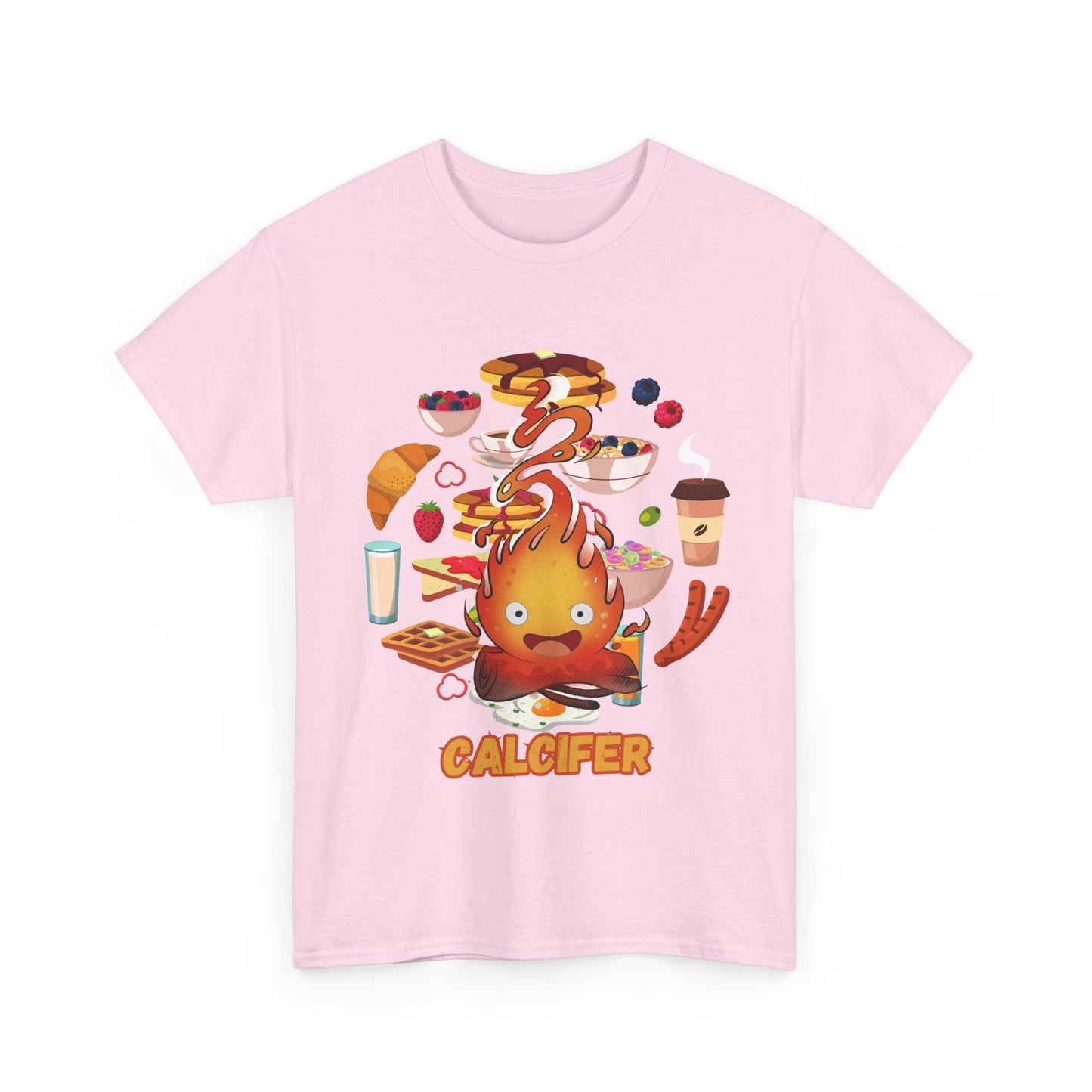 Calcifer Breakfast Demon T-Shirt – 100% Cotton Anime Tee for Studio Ghibli Fans