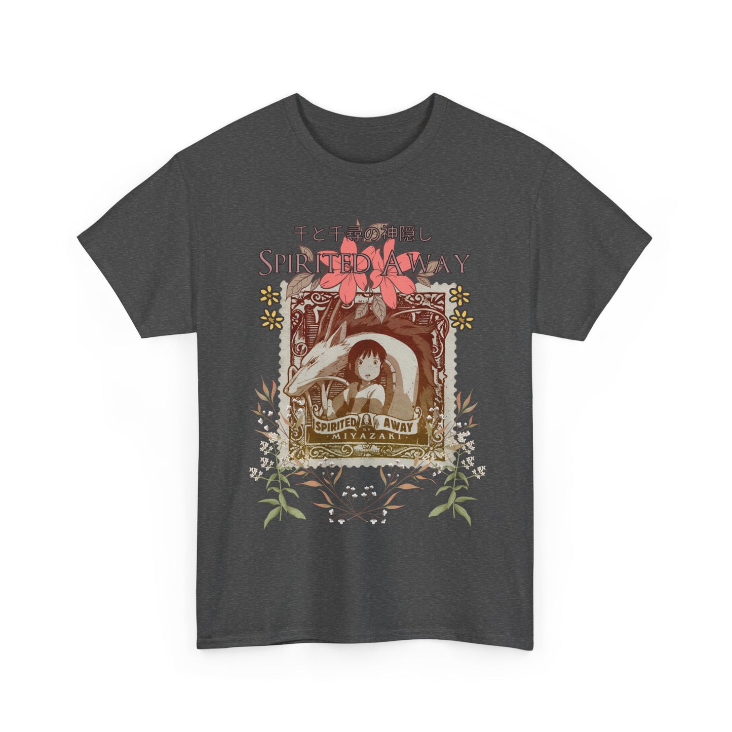Spirited Away Philately T-Shirt – 100% Cotton Anime Stamp-Inspired Tee for Studio Ghibli Fans