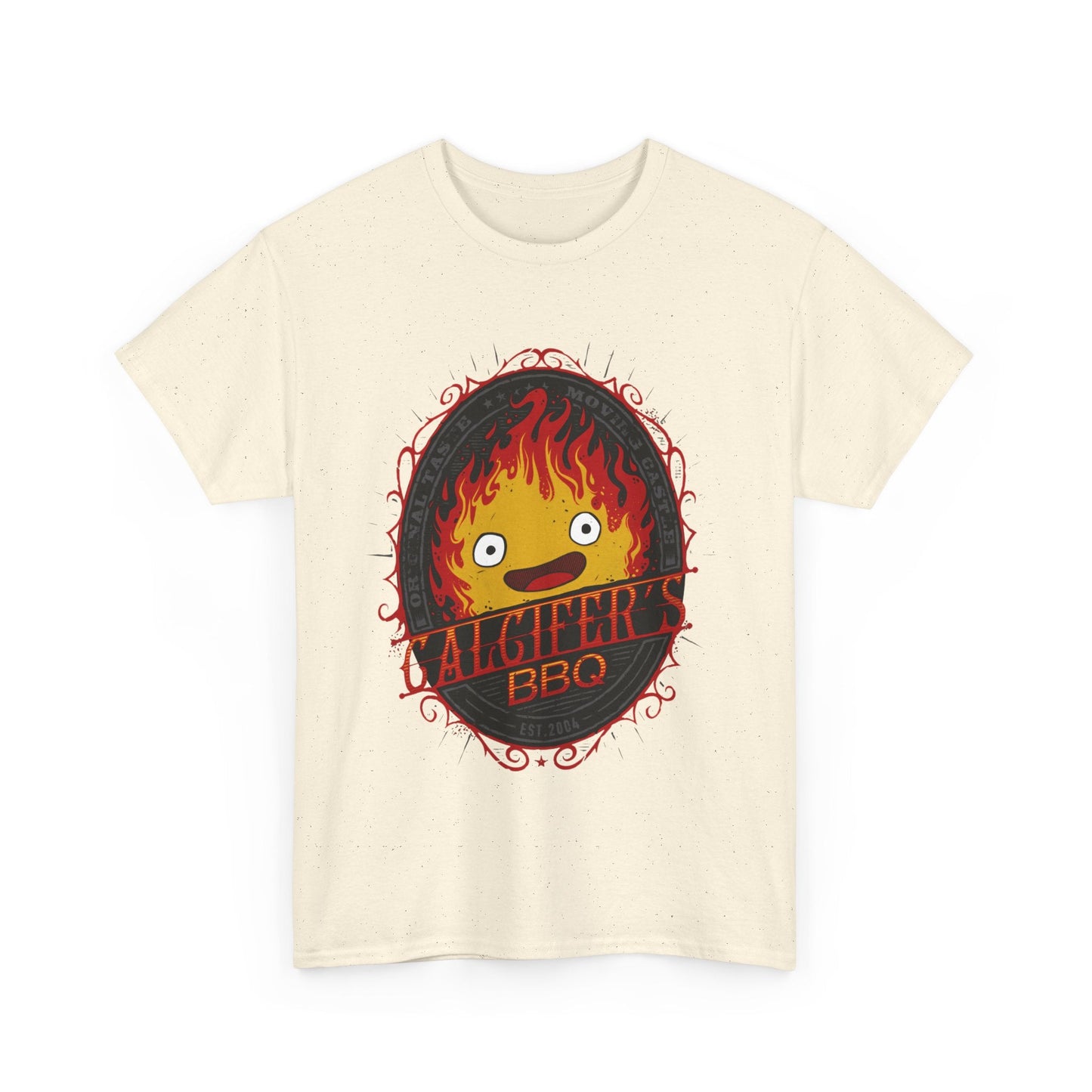 Calcifer BBQ Demon Flame T-Shirt – 100% Cotton Howl’s Moving Castle Anime Tee