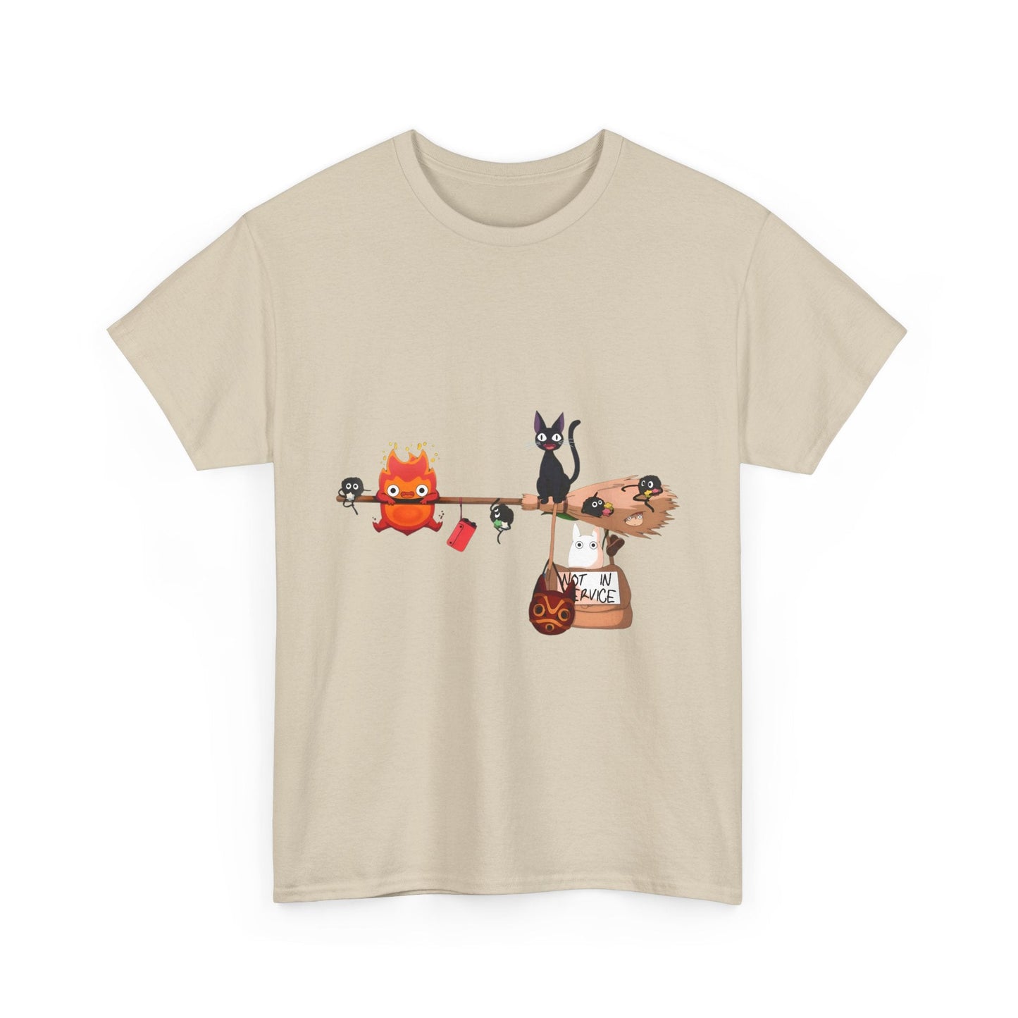Calcifer Jiji Soot Sprites T-Shirt – 100% Cotton Studio Ghibli Cute Anime Tee