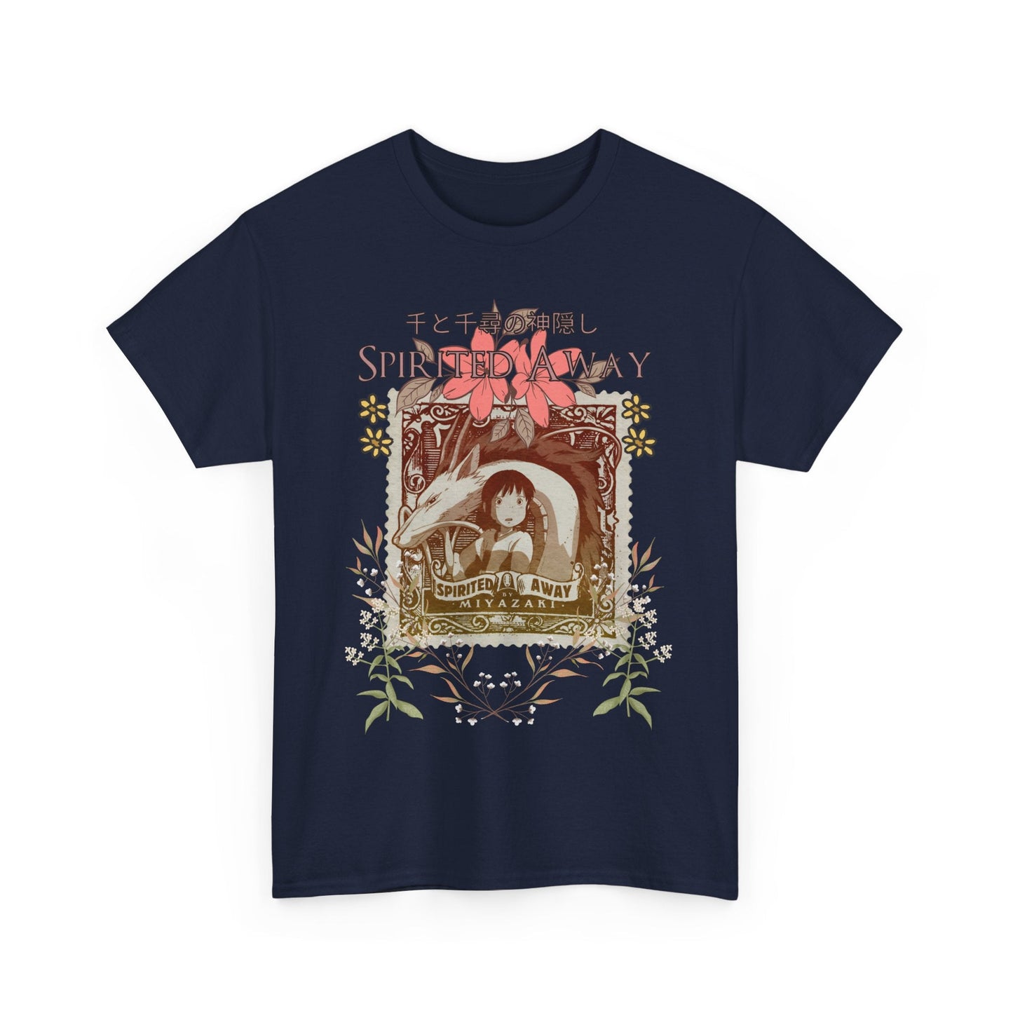 Spirited Away Philately T-Shirt – 100% Cotton Anime Stamp-Inspired Tee for Studio Ghibli Fans