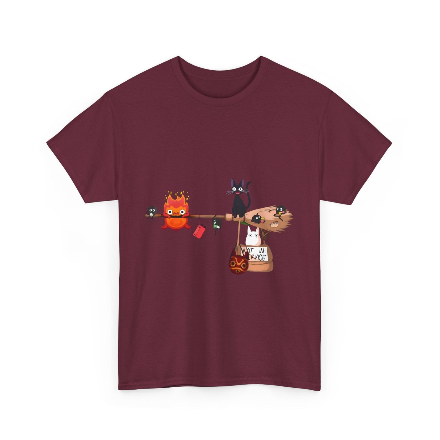 Calcifer Jiji Soot Sprites T-Shirt – 100% Cotton Studio Ghibli Cute Anime Tee
