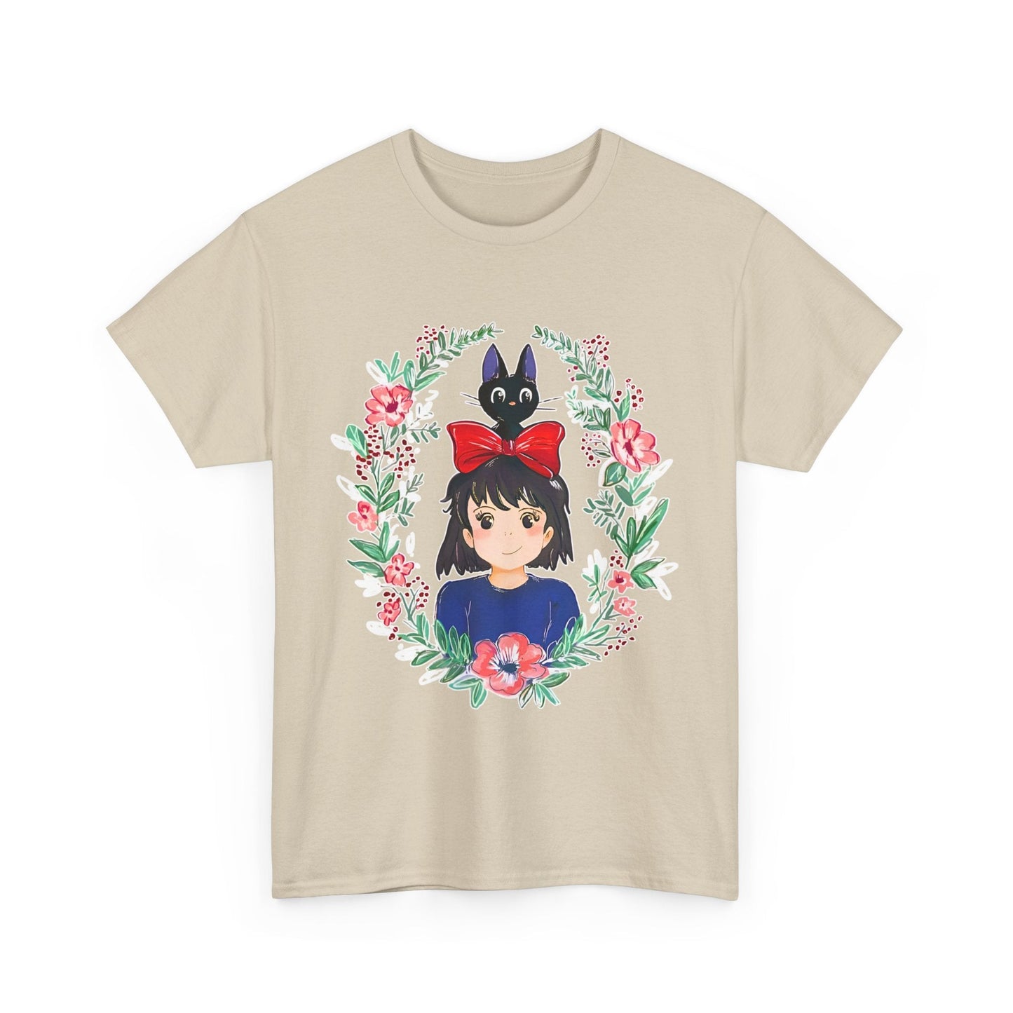 Kiki’s Delivery Service Flowers T-Shirt – 100% Cotton Studio Ghibli Inspired Tee for Anime Fans