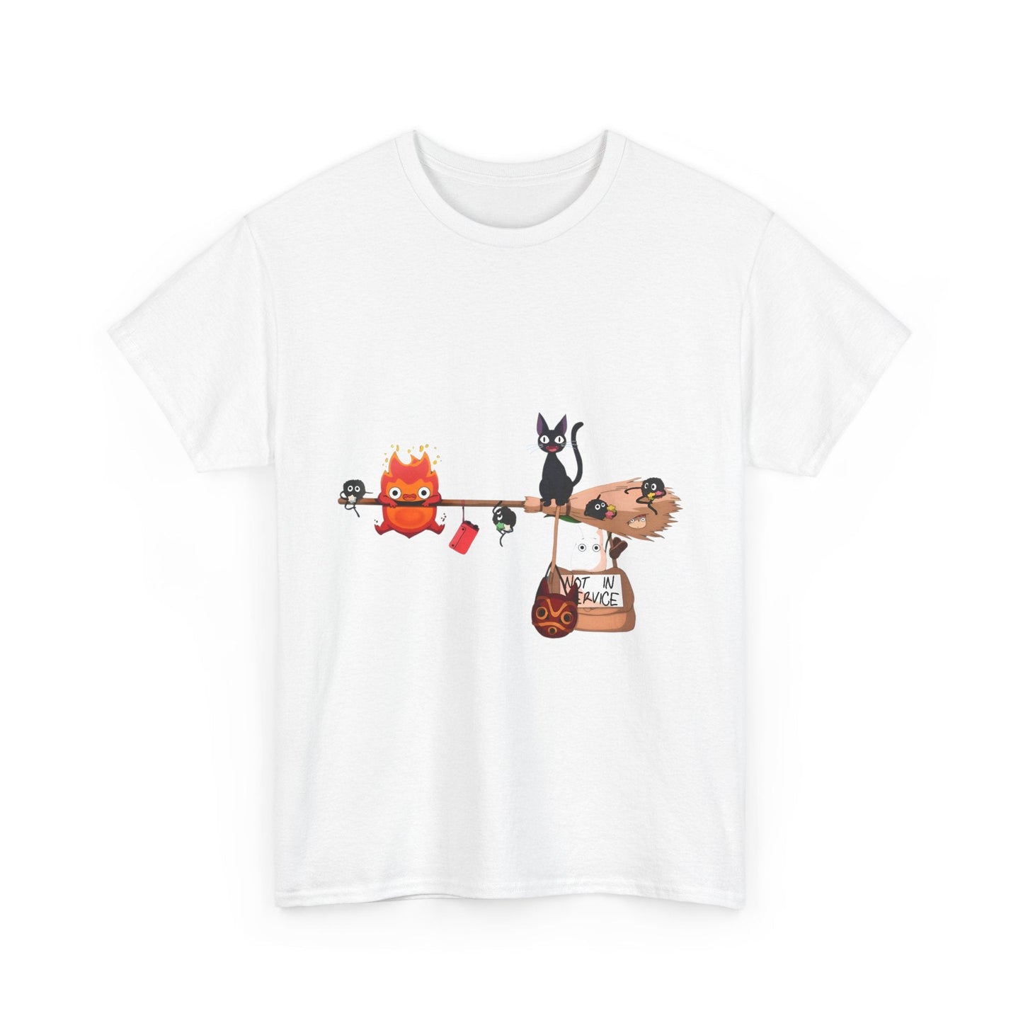 Calcifer Jiji Soot Sprites T-Shirt – 100% Cotton Studio Ghibli Cute Anime Tee