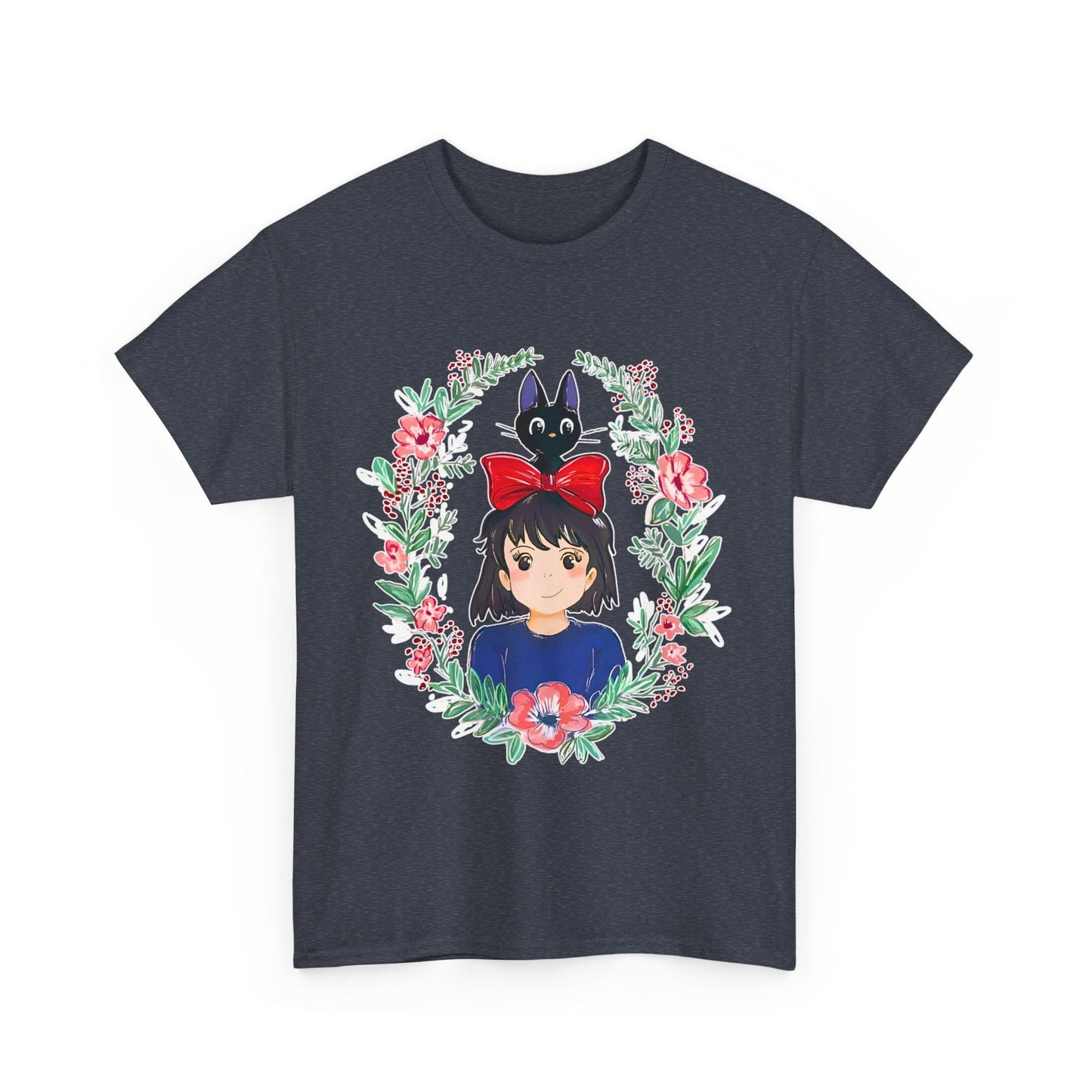 Kiki’s Delivery Service Flowers T-Shirt – 100% Cotton Studio Ghibli Inspired Tee for Anime Fans