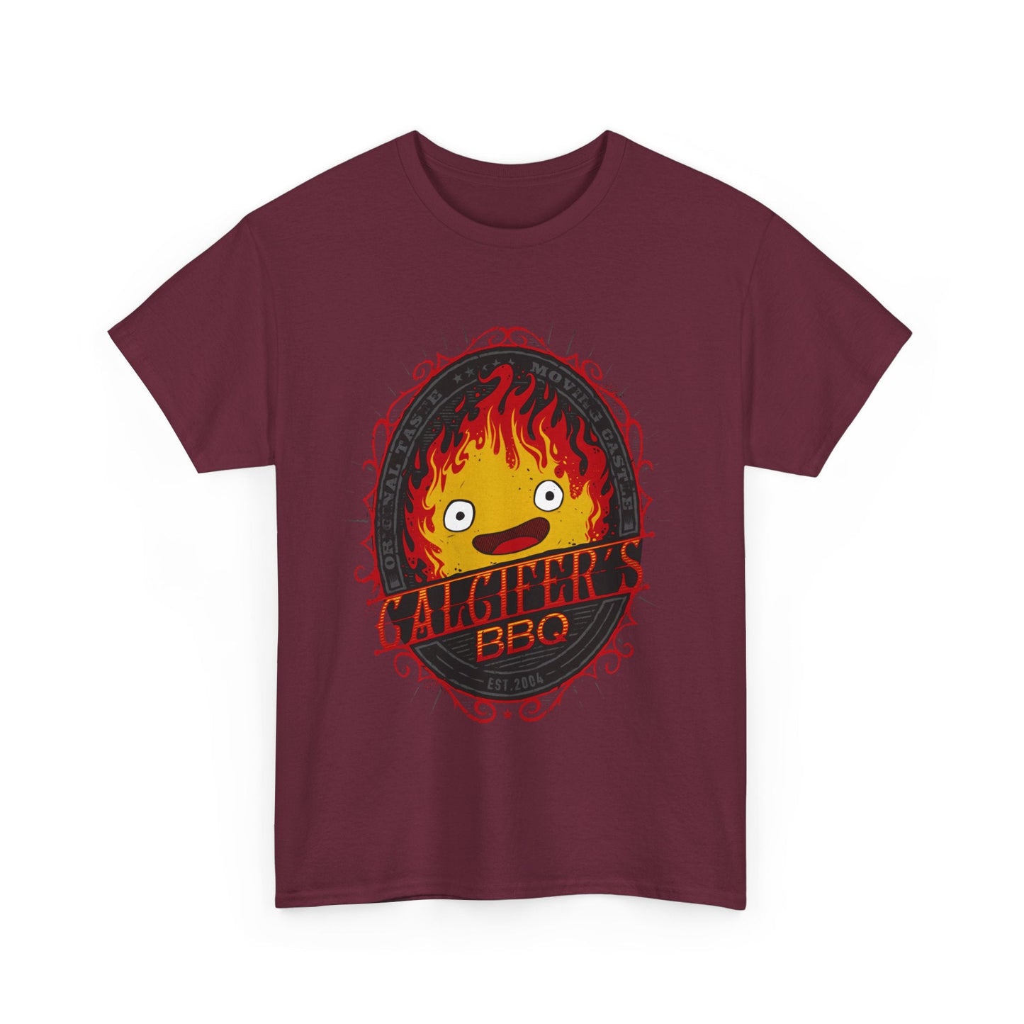 Calcifer BBQ Demon Flame T-Shirt – 100% Cotton Howl’s Moving Castle Anime Tee