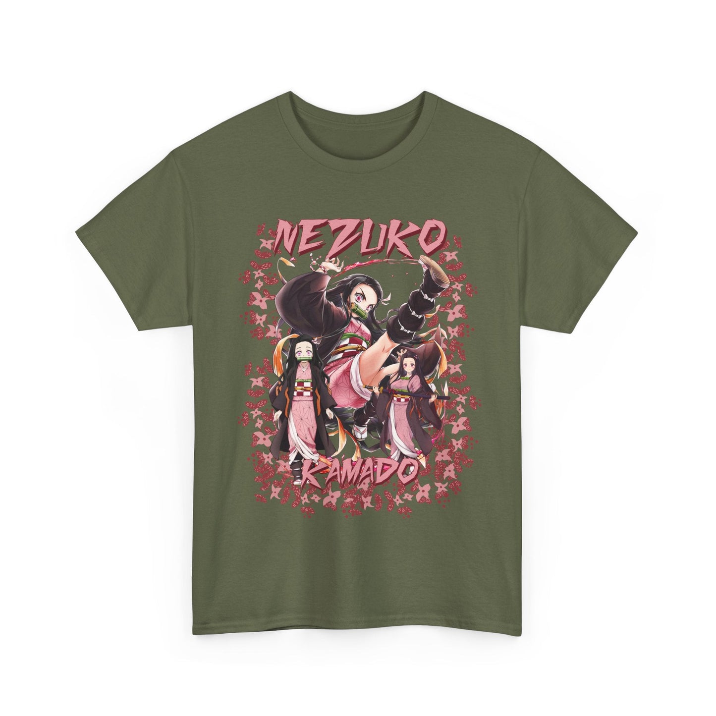 Nezuko Kamado Pink Flowers T-Shirt – 100% Cotton Demon Slayer Anime Tee
