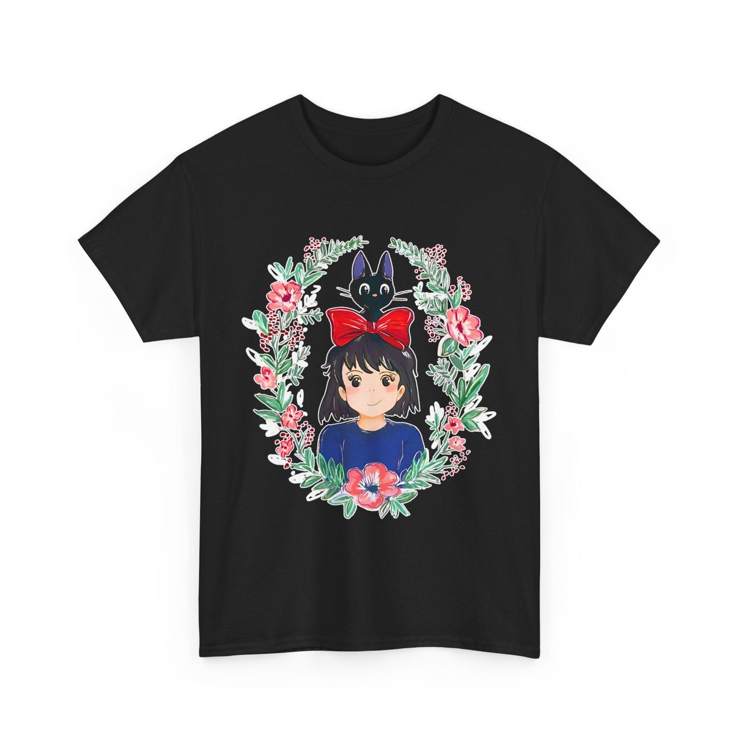 Kiki’s Delivery Service Flowers T-Shirt – 100% Cotton Studio Ghibli Inspired Tee for Anime Fans