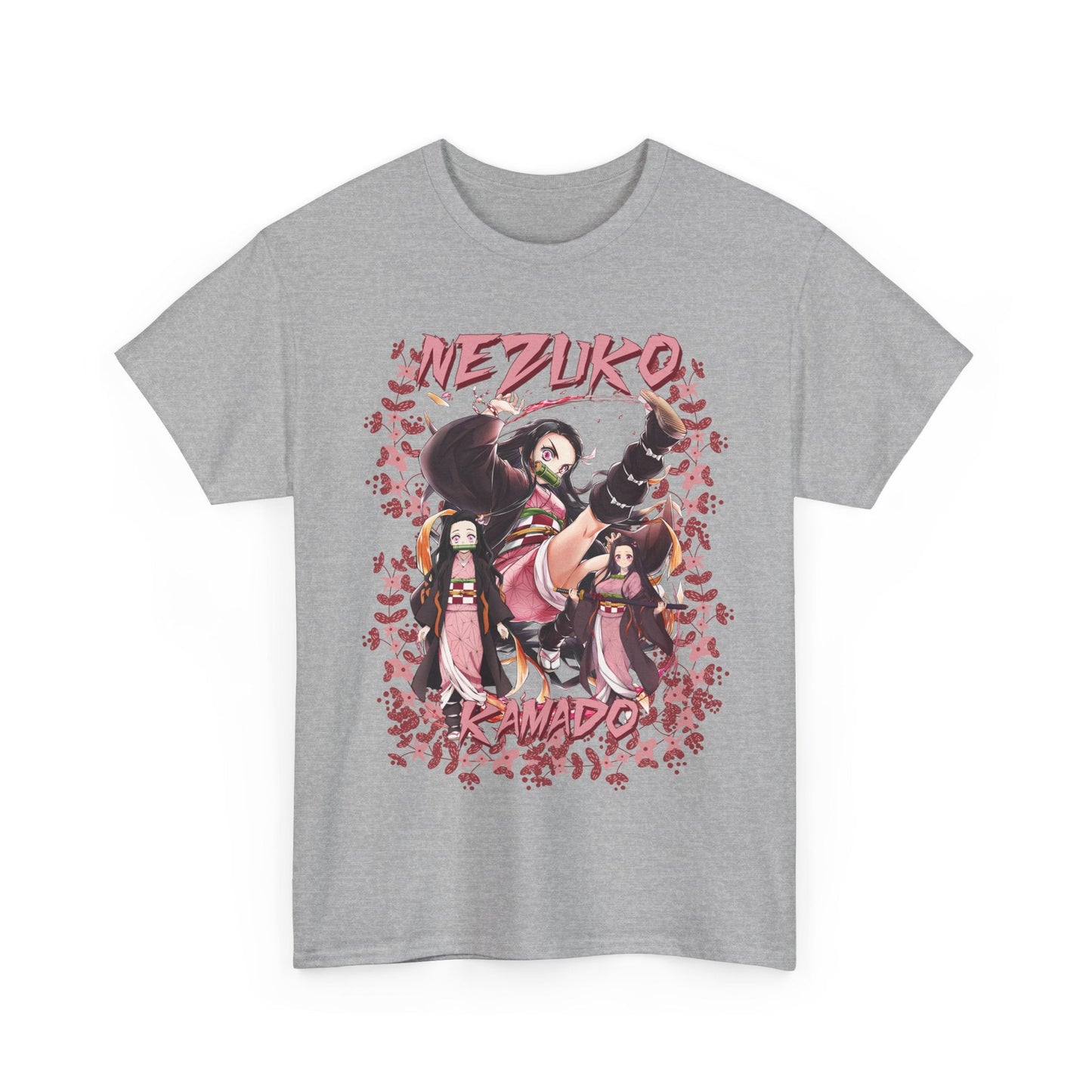 Nezuko Kamado Pink Flowers T-Shirt – 100% Cotton Demon Slayer Anime Tee