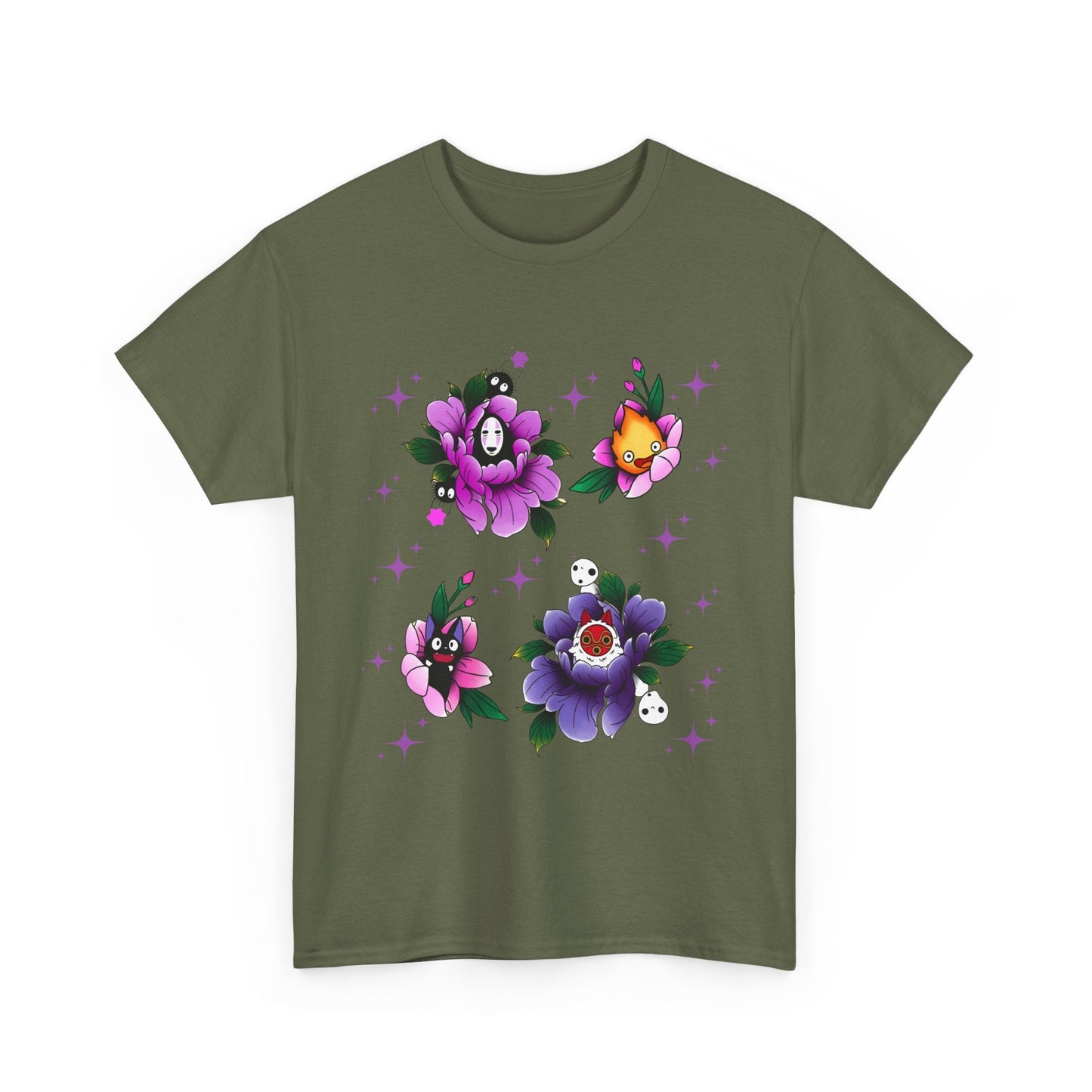 Flowers Studio Ghibli T-Shirt – 100% Cotton Floral Anime Tee for Ghibli Fans