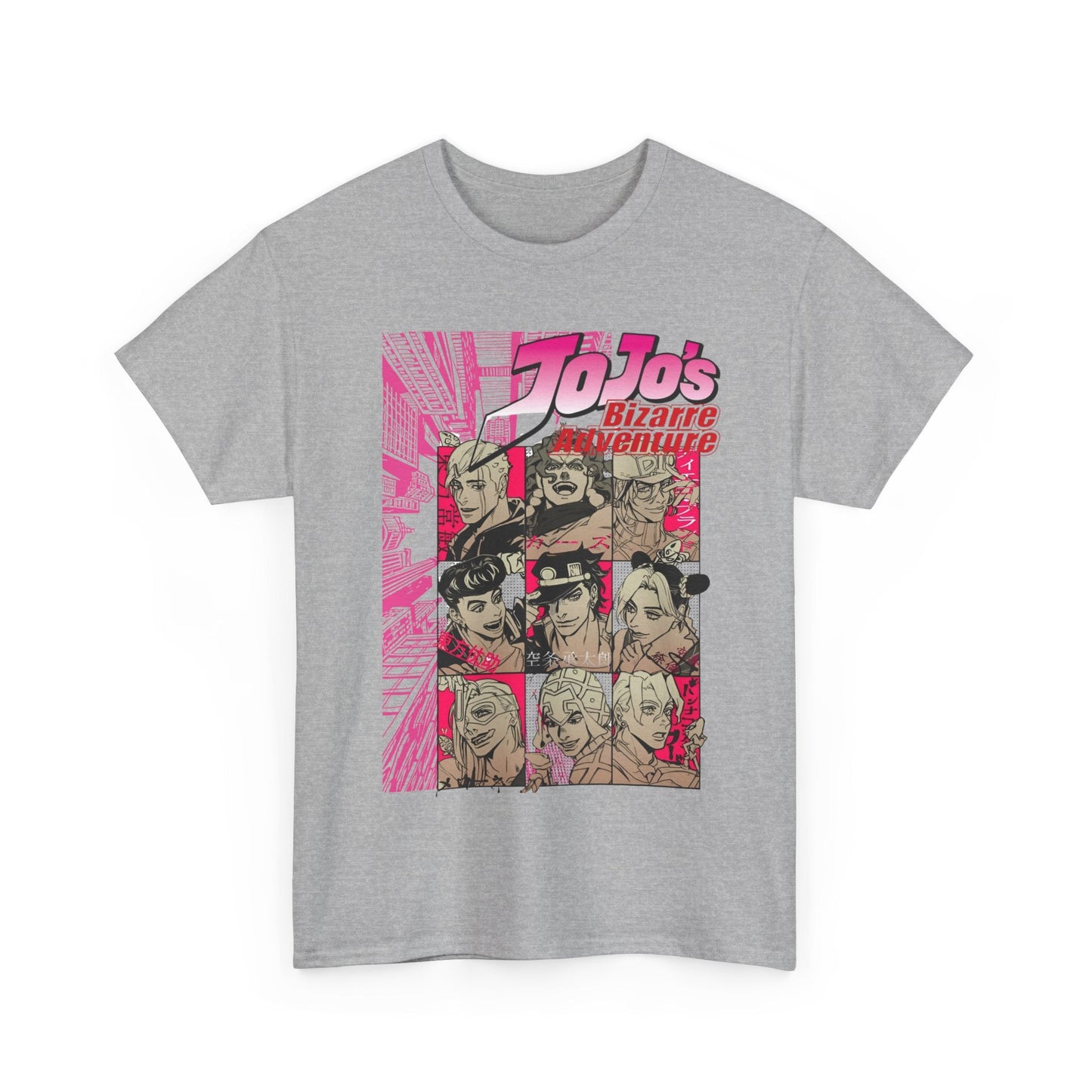 JoJo’s Bizarre Adventure T-Shirt – 100% Cotton Anime Tee Featuring Iconic Joestar Characters – Stylish Otaku Apparel