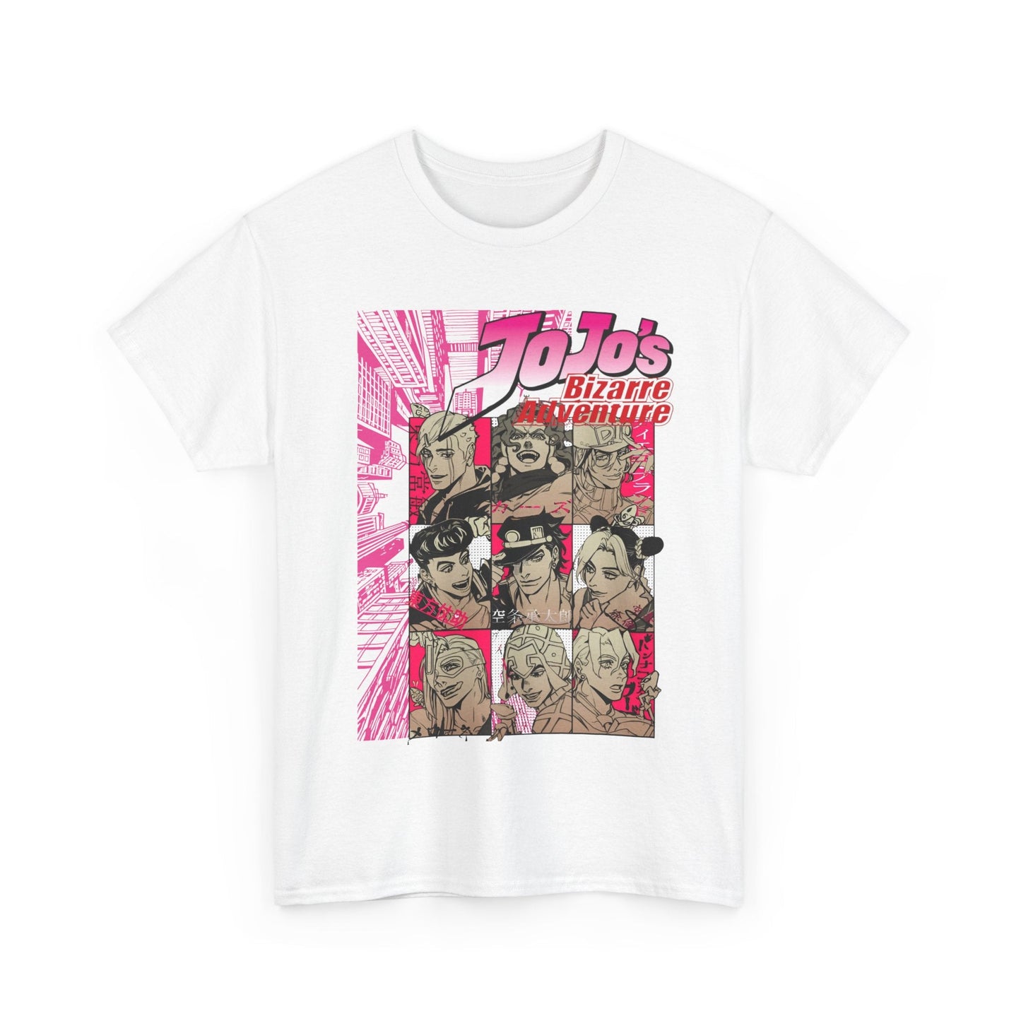 JoJo’s Bizarre Adventure T-Shirt – 100% Cotton Anime Tee Featuring Iconic Joestar Characters – Stylish Otaku Apparel