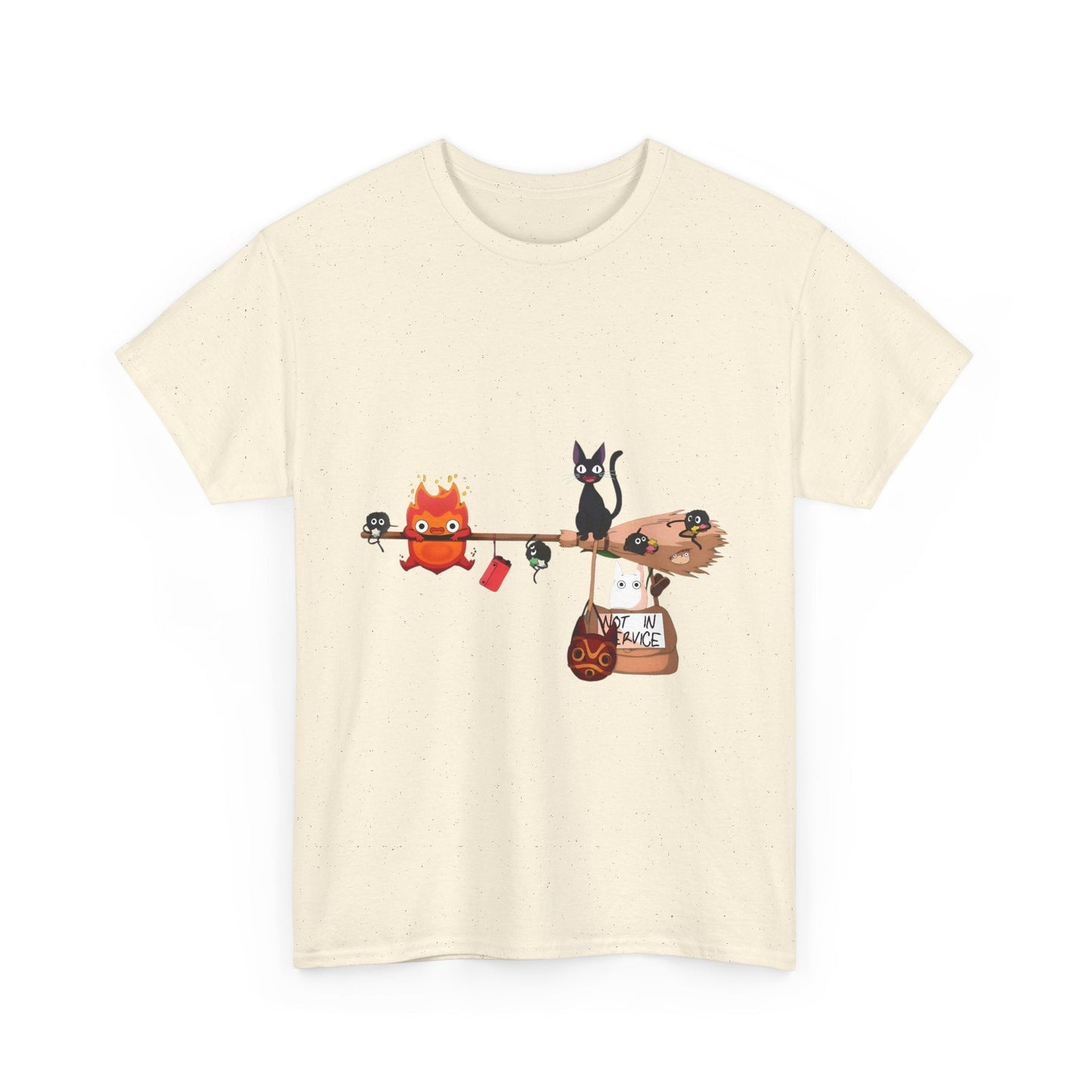 Calcifer Jiji Soot Sprites T-Shirt – 100% Cotton Studio Ghibli Cute Anime Tee