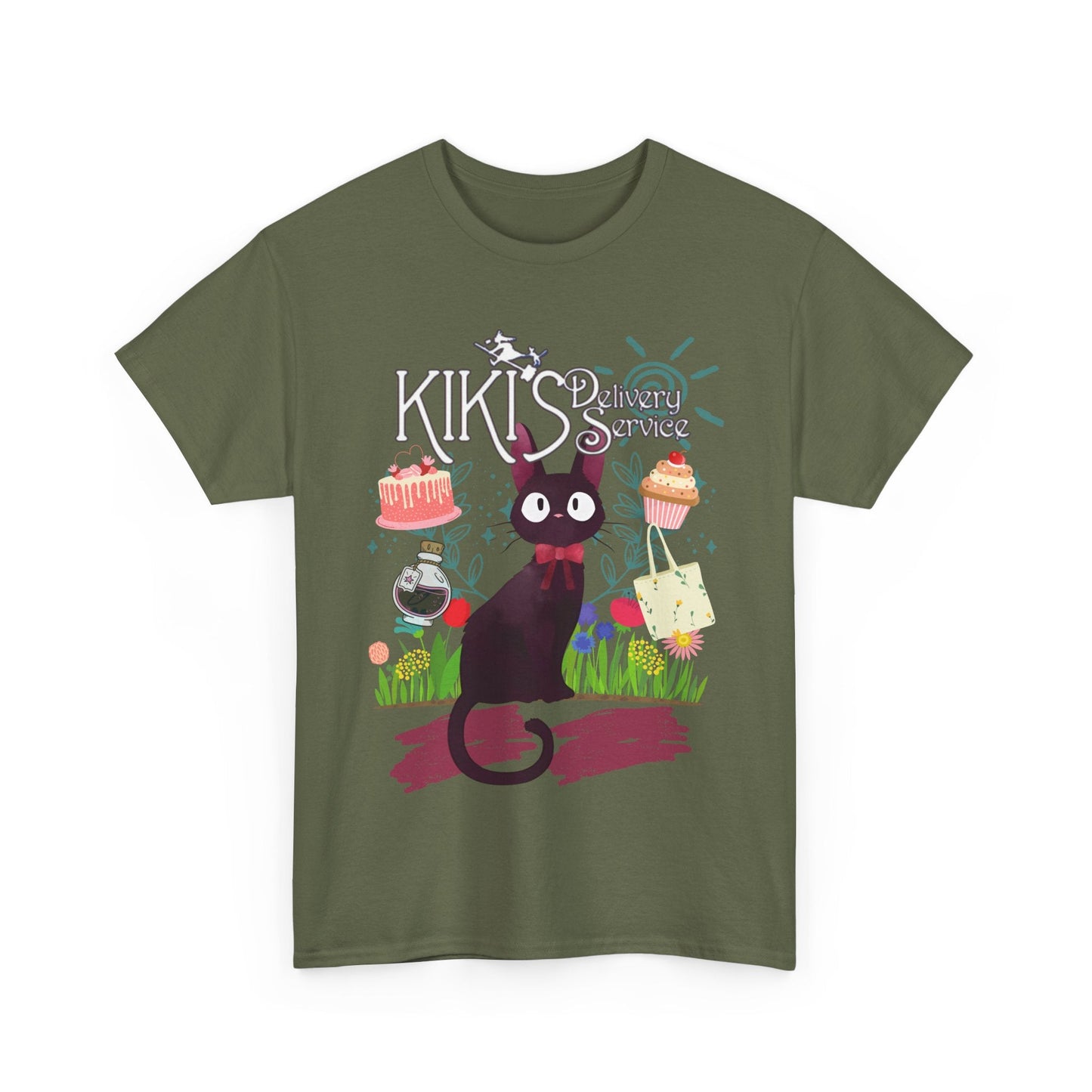 Jiji Collage Studio Ghibli T-Shirt – 100% Cotton Anime Tee Featuring Kiki’s Delivery Service Cat