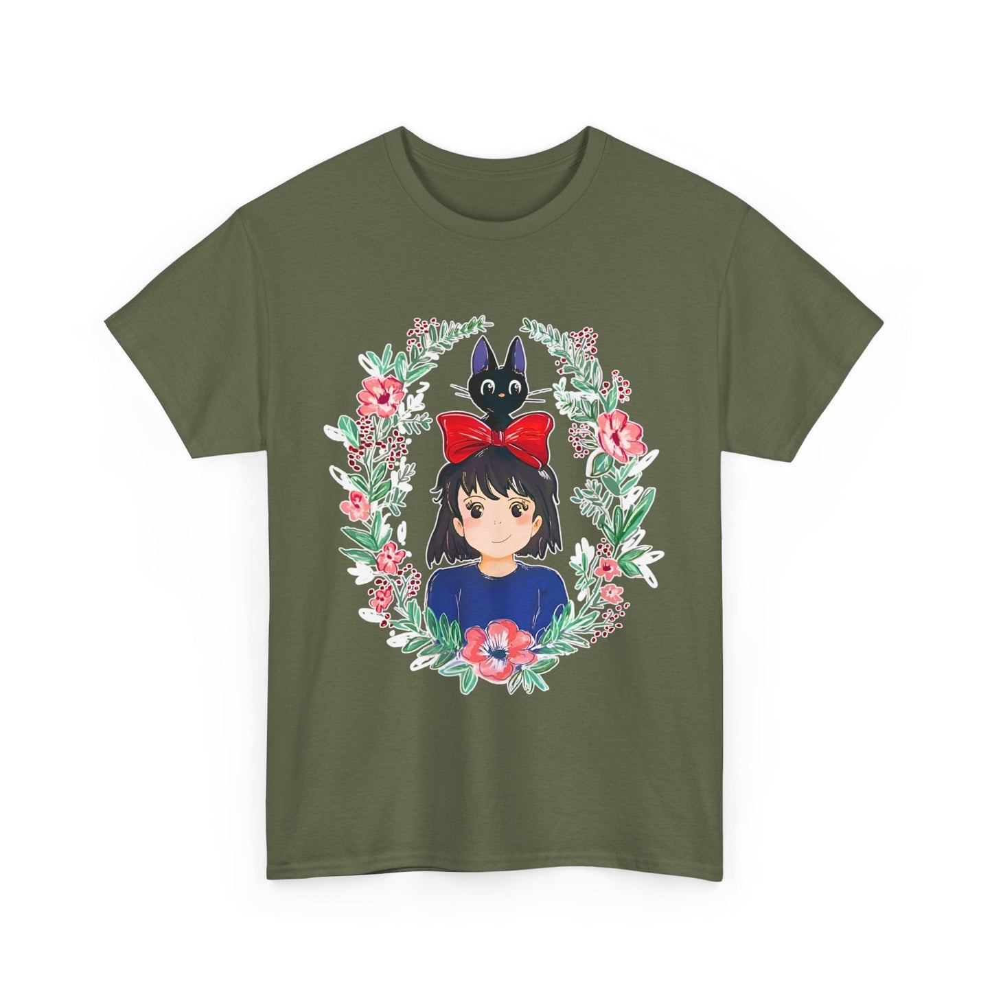 Kiki’s Delivery Service Flowers T-Shirt – 100% Cotton Studio Ghibli Inspired Tee for Anime Fans