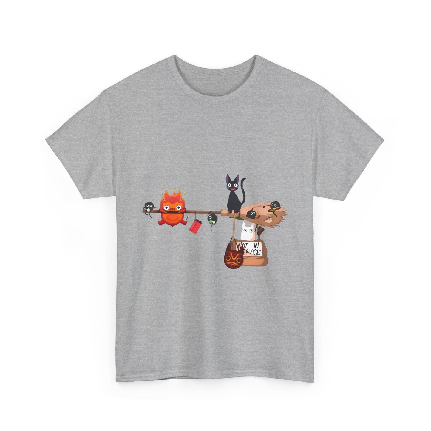 Calcifer Jiji Soot Sprites T-Shirt – 100% Cotton Studio Ghibli Cute Anime Tee