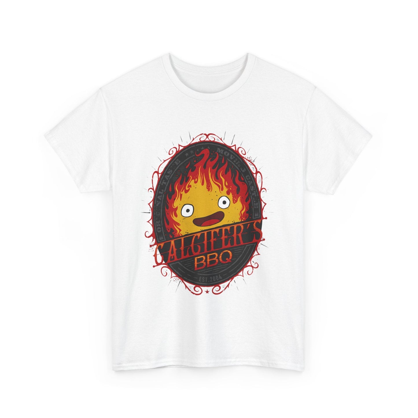Calcifer BBQ Demon Flame T-Shirt – 100% Cotton Howl’s Moving Castle Anime Tee