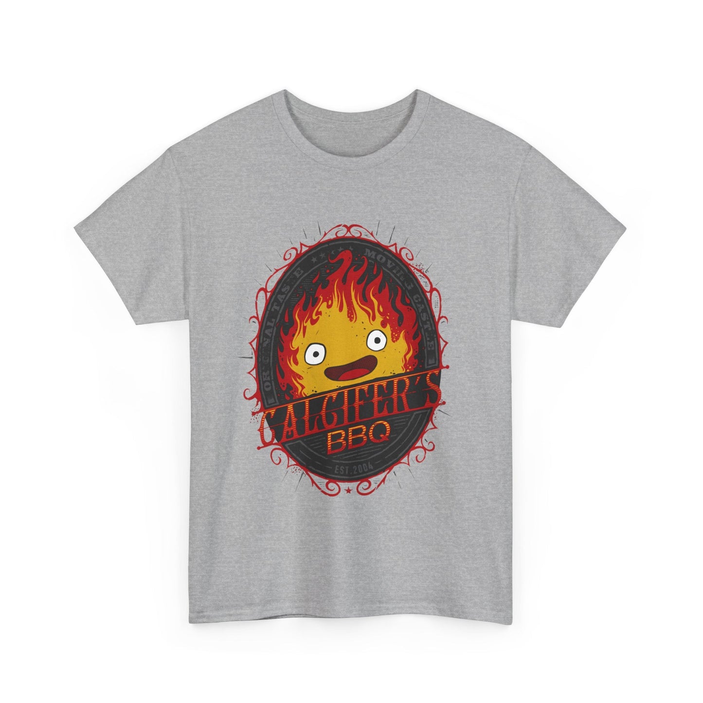 Calcifer BBQ Demon Flame T-Shirt – 100% Cotton Howl’s Moving Castle Anime Tee