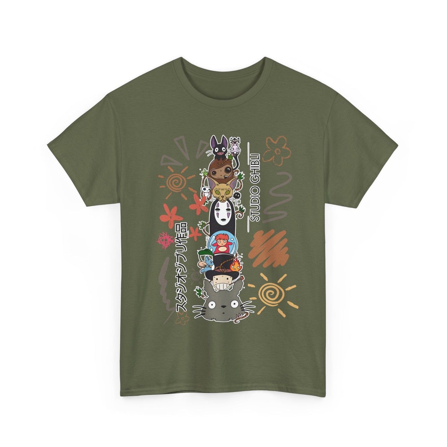 Studio Ghibli Characters Sketch T-Shirt – 100% Cotton Anime Tee Featuring Ghibli Icons
