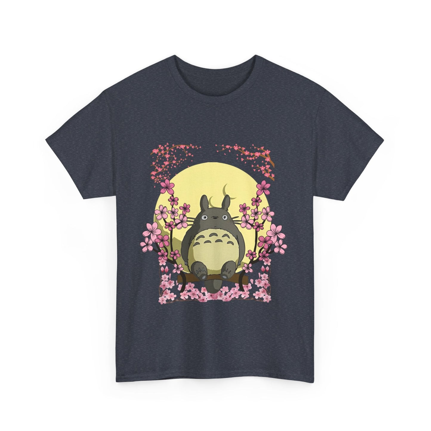 Totoro Sakura Moon T-Shirt – 100% Cotton Studio Ghibli Cherry Blossom Tee
