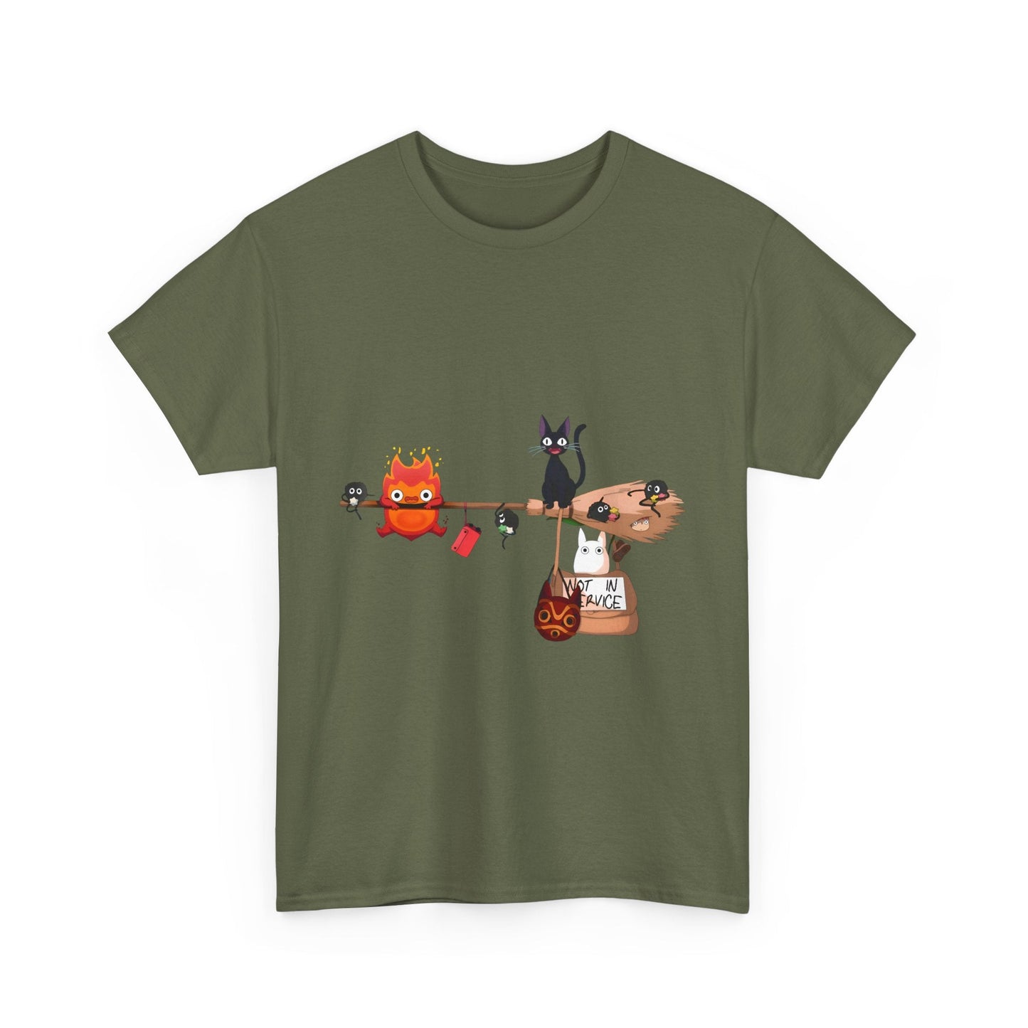 Calcifer Jiji Soot Sprites T-Shirt – 100% Cotton Studio Ghibli Cute Anime Tee