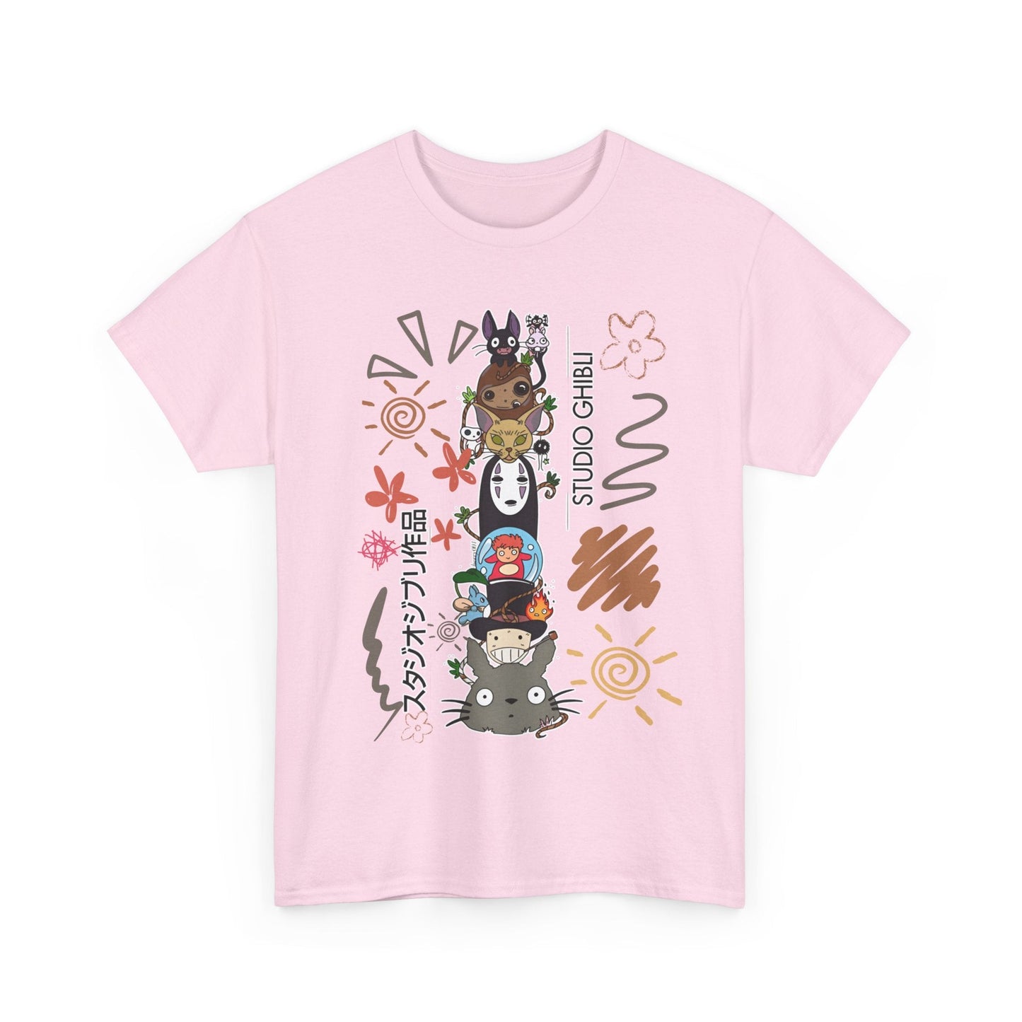 Studio Ghibli Characters Sketch T-Shirt – 100% Cotton Anime Tee Featuring Ghibli Icons