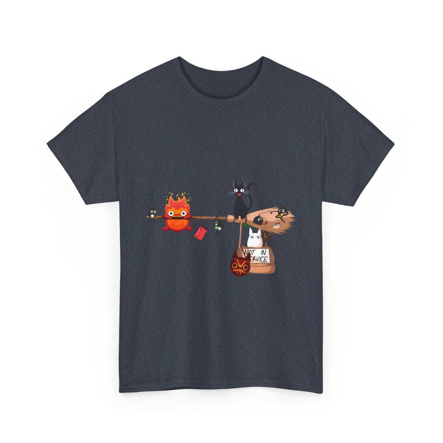 Calcifer Jiji Soot Sprites T-Shirt – 100% Cotton Studio Ghibli Cute Anime Tee