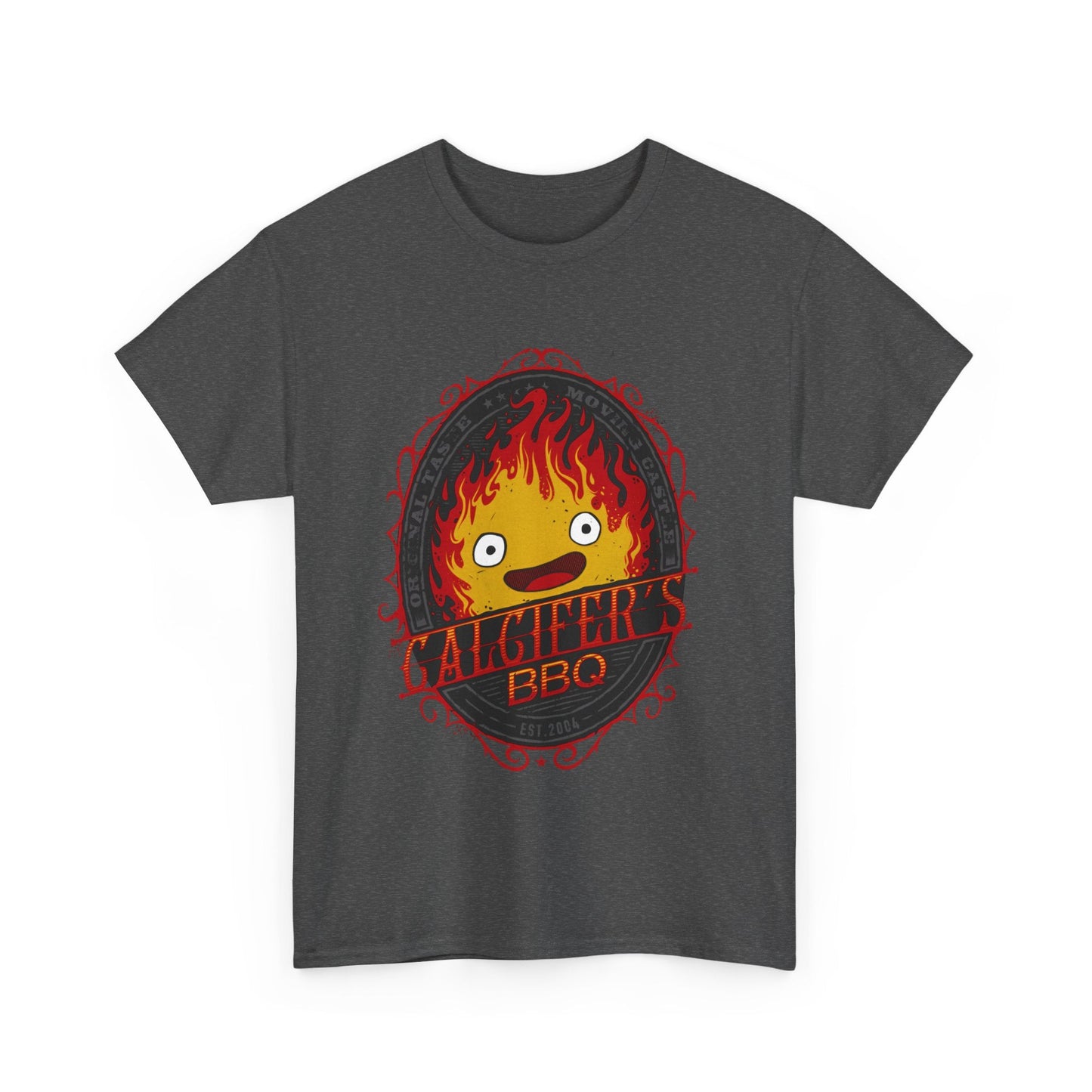 Calcifer BBQ Demon Flame T-Shirt – 100% Cotton Howl’s Moving Castle Anime Tee