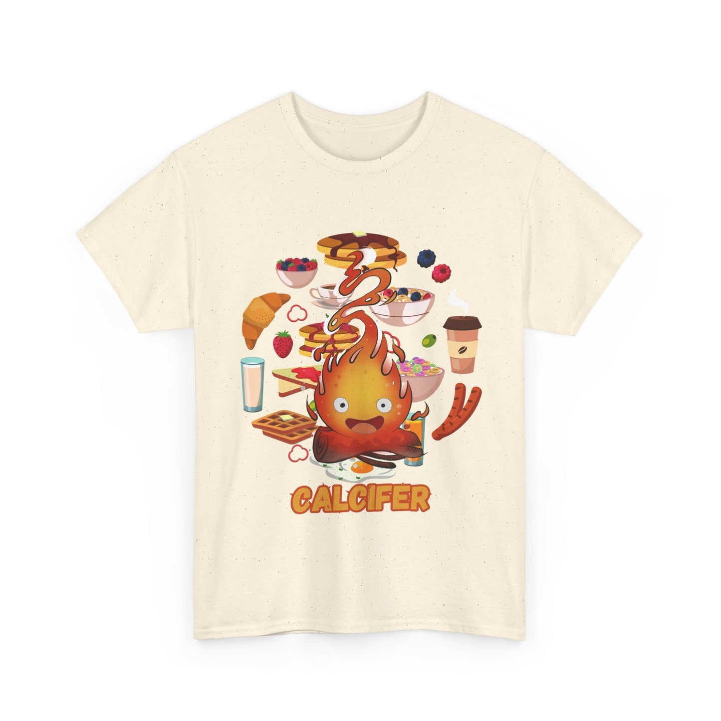 Calcifer Breakfast Demon T-Shirt – 100% Cotton Anime Tee for Studio Ghibli Fans