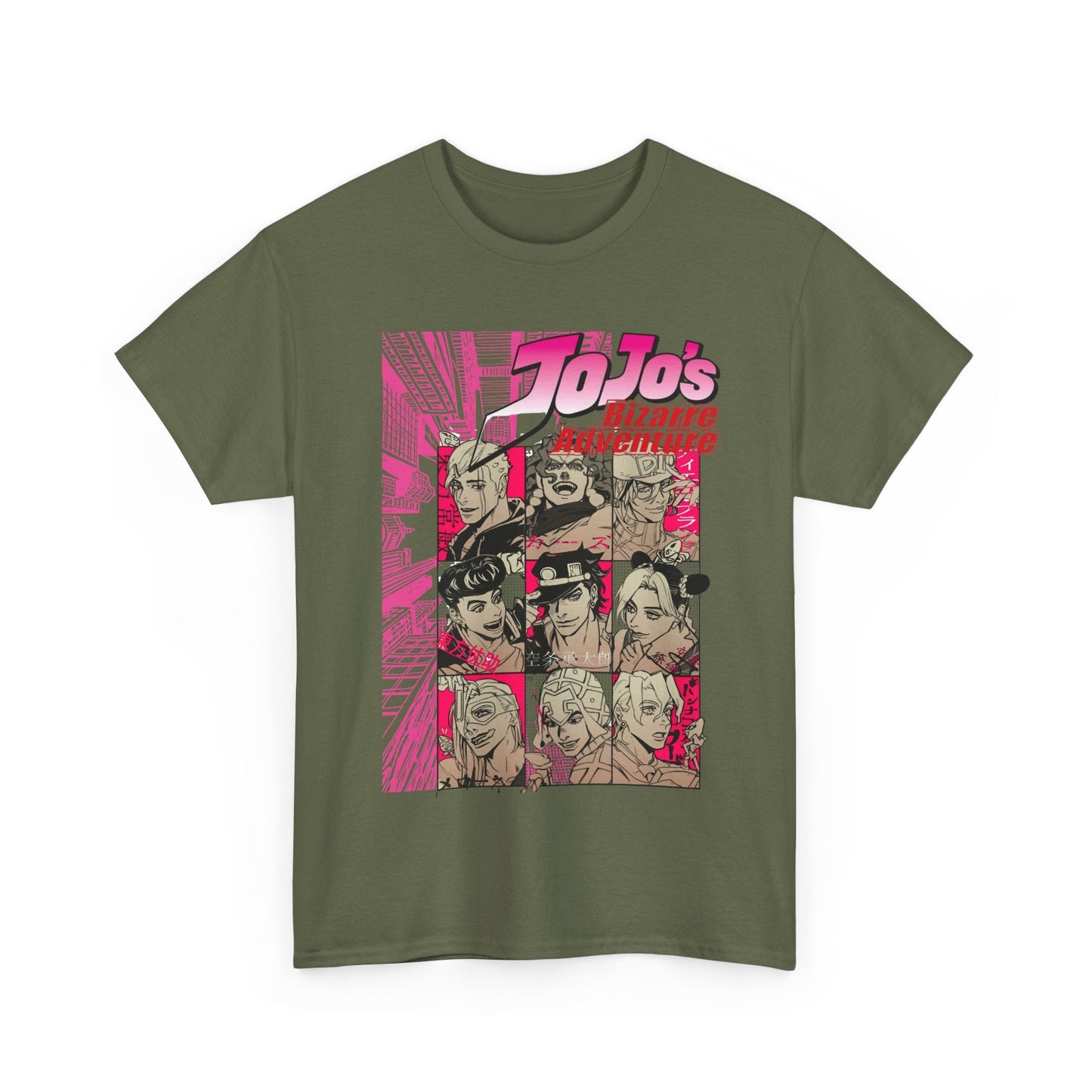 JoJo’s Bizarre Adventure T-Shirt – 100% Cotton Anime Tee Featuring Iconic Joestar Characters – Stylish Otaku Apparel