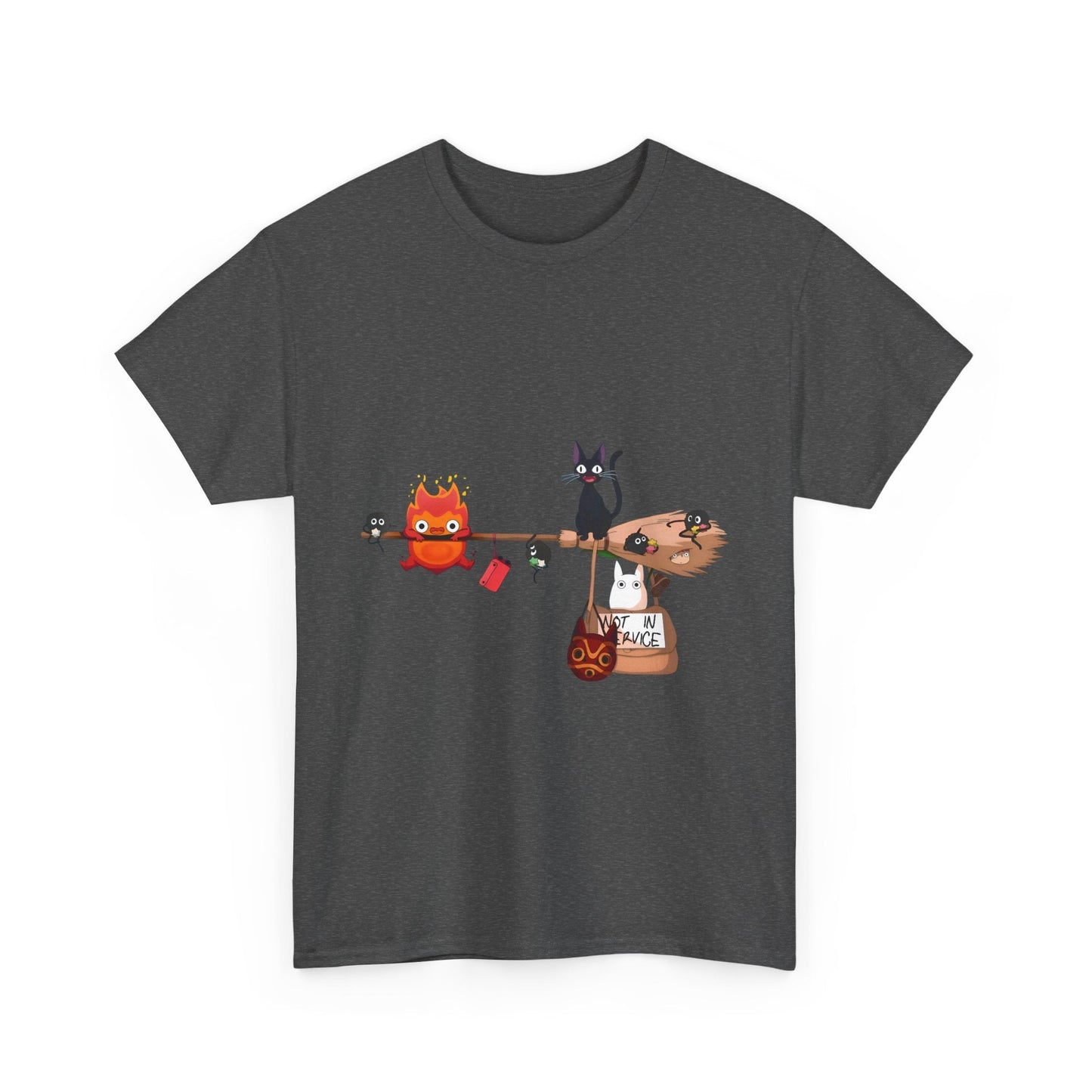 Calcifer Jiji Soot Sprites T-Shirt – 100% Cotton Studio Ghibli Cute Anime Tee