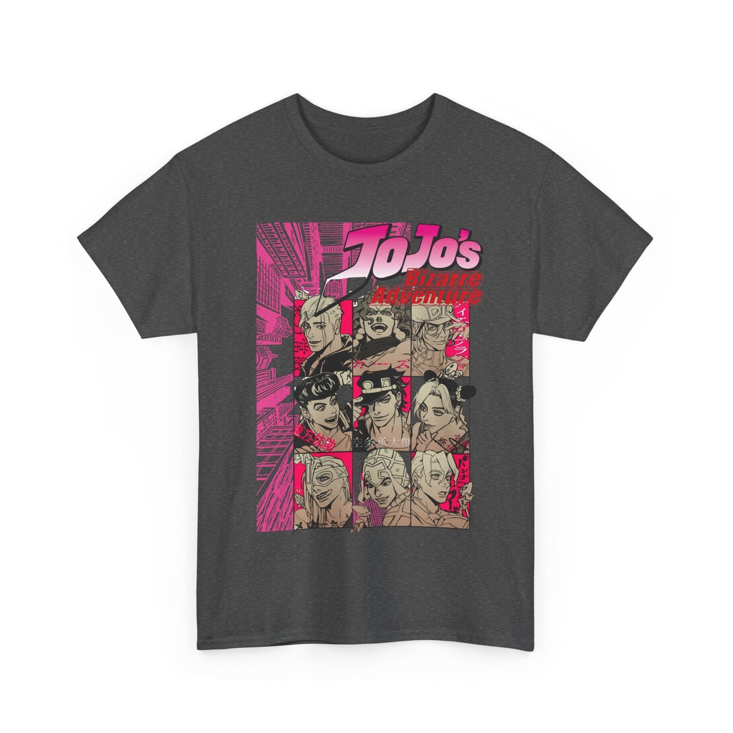 JoJo’s Bizarre Adventure T-Shirt – 100% Cotton Anime Tee Featuring Iconic Joestar Characters – Stylish Otaku Apparel