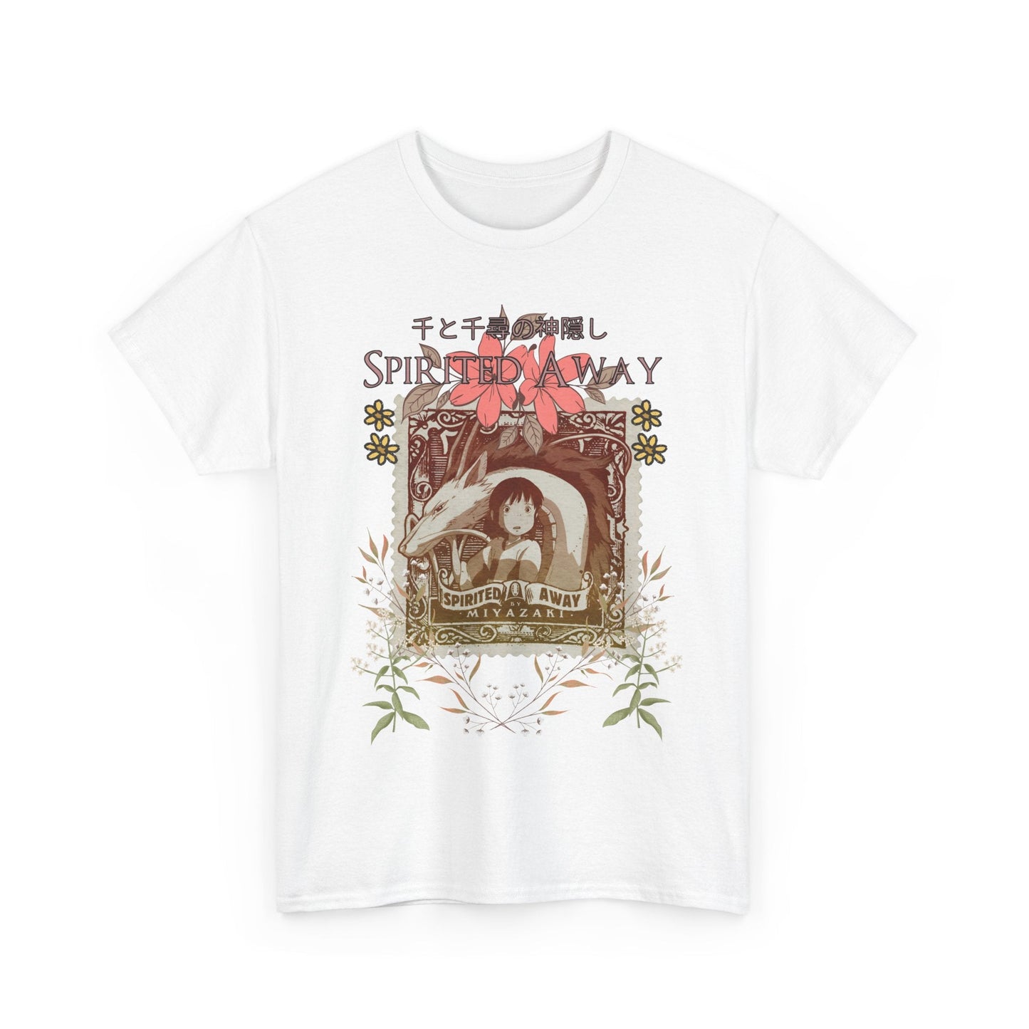 Spirited Away Philately T-Shirt – 100% Cotton Anime Stamp-Inspired Tee for Studio Ghibli Fans